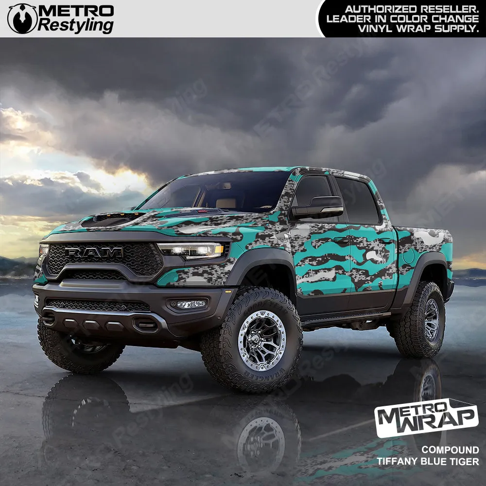 Metro Wrap Compound Tiffany Blue Tiger Camouflage Vinyl Film