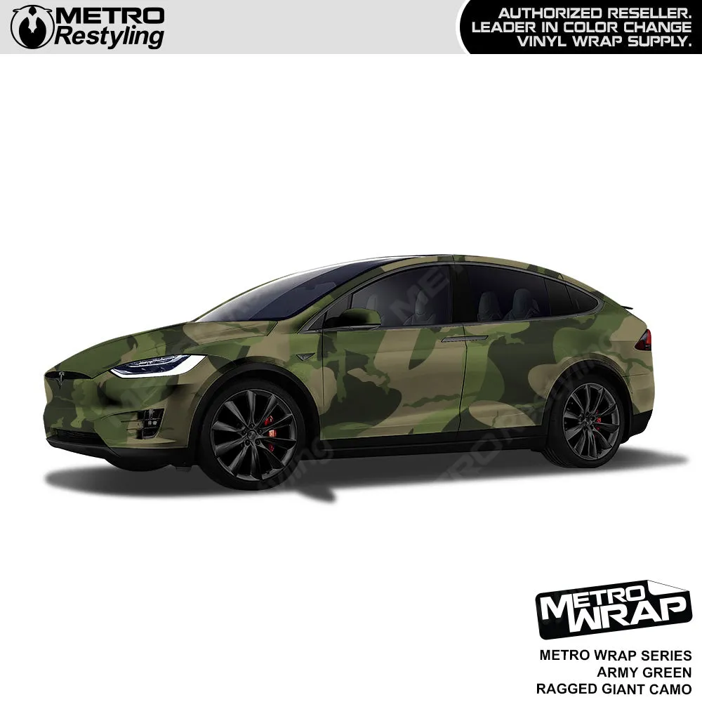 Metro Wrap Giant Ragged Army Green Camouflage Vinyl Film