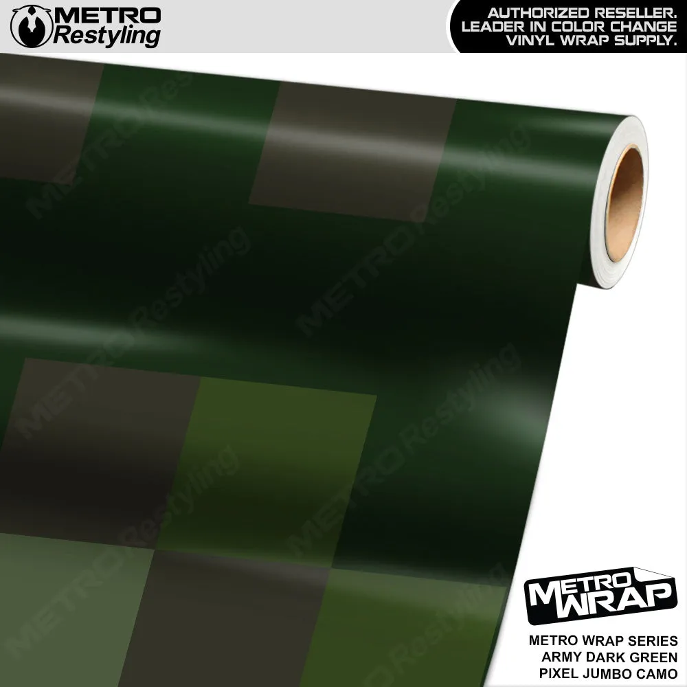 Metro Wrap Jumbo Pixel Army Dark Green Camouflage Vinyl Film