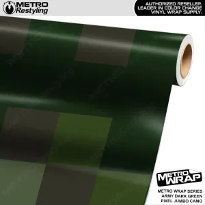 Metro Wrap Jumbo Pixel Army Dark Green Camouflage Vinyl Film
