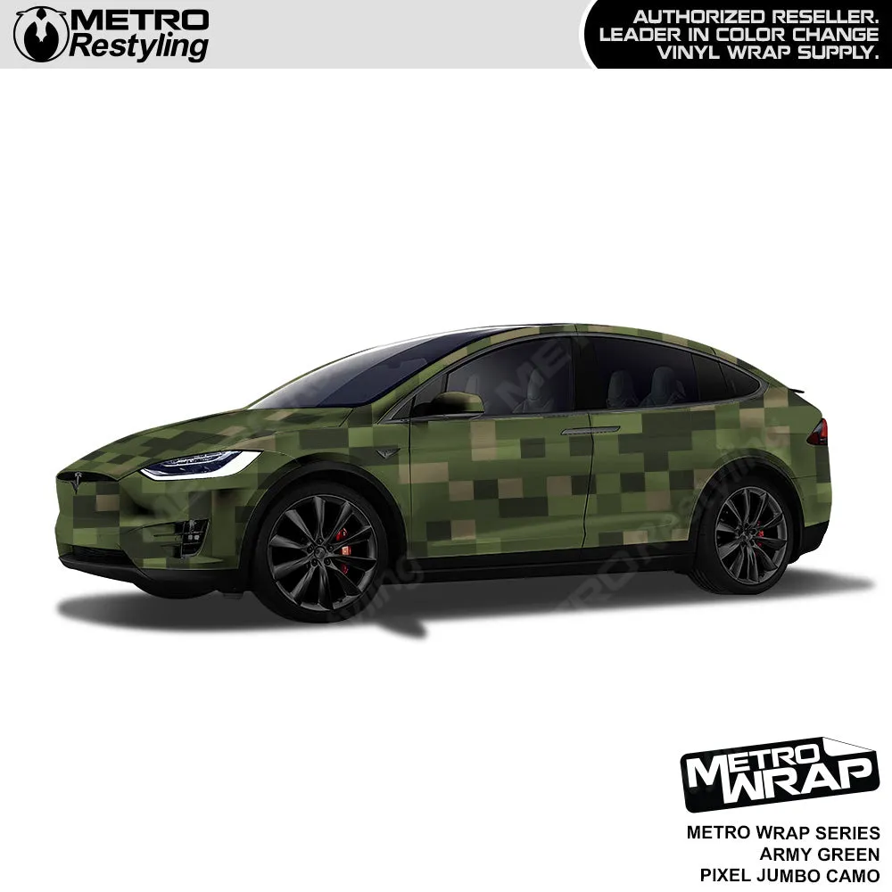 Metro Wrap Jumbo Pixel Army Green Camouflage Vinyl Film