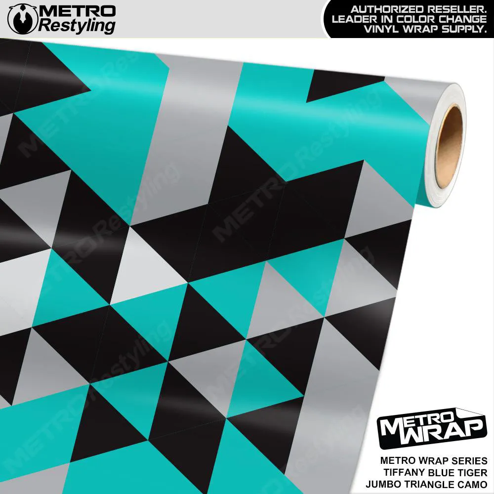 Metro Wrap Jumbo Triangle Tiffany Blue Tiger Camouflage Vinyl Film