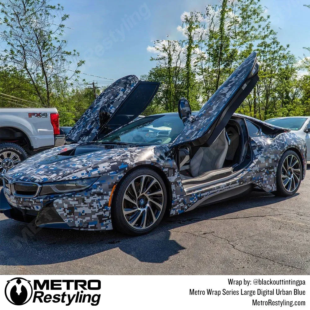 Metro Wrap Large Digital Blue Urban Night Camouflage Vinyl Film
