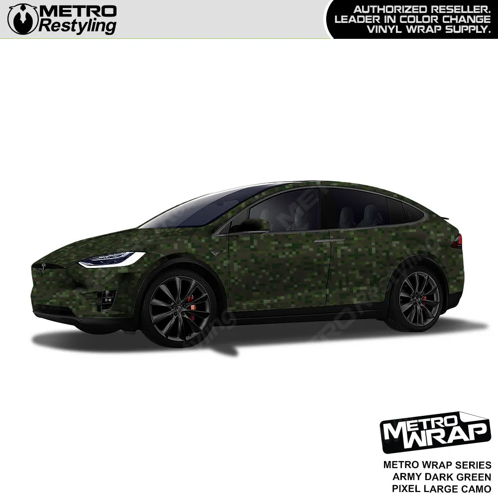 Metro Wrap Large Pixel Army Dark Green Camouflage Vinyl Film