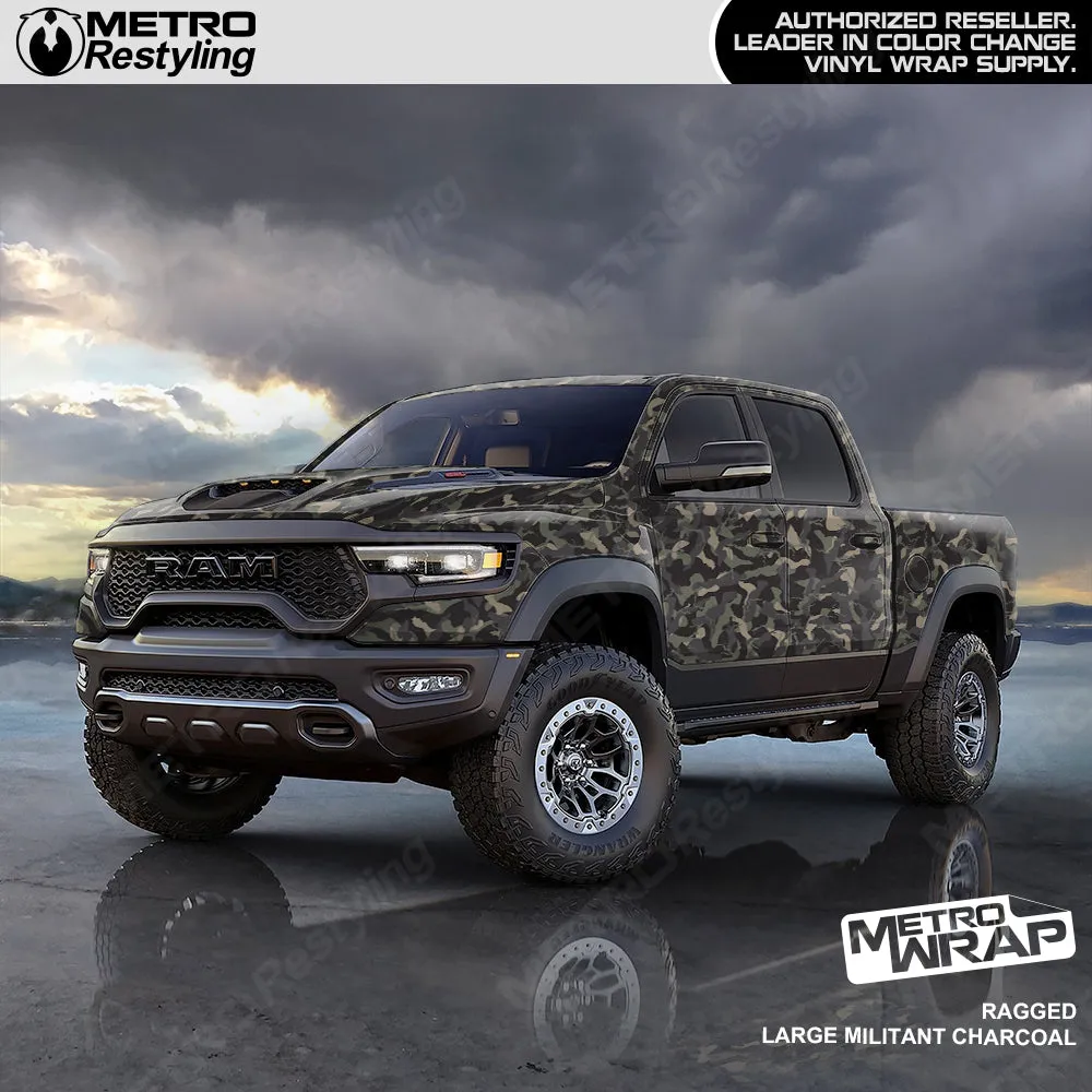 Metro Wrap Large Ragged Militant Charcoal Camouflage Vinyl Film