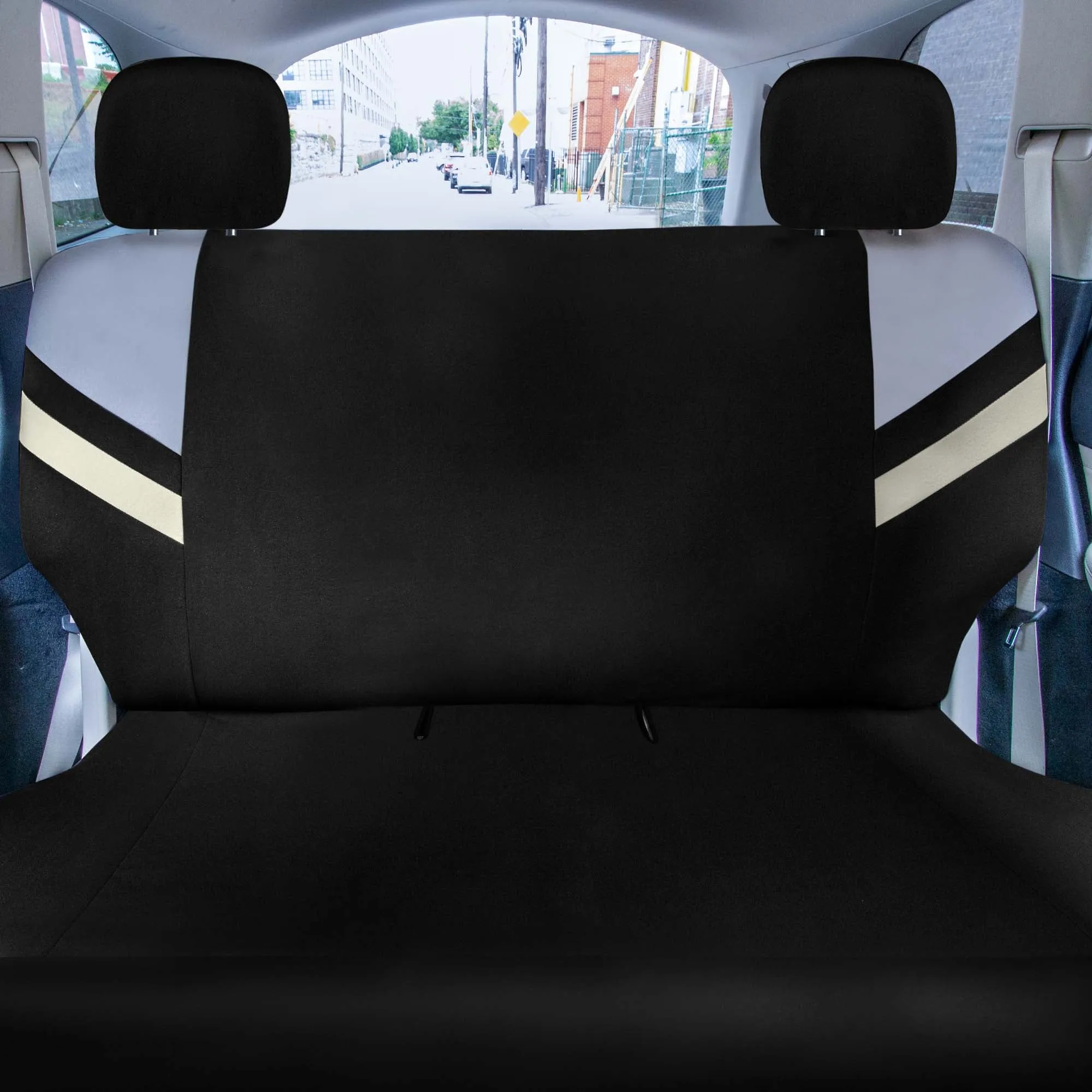 Minimalist Flat Cloth Car Seat Covers Full Set - Beige