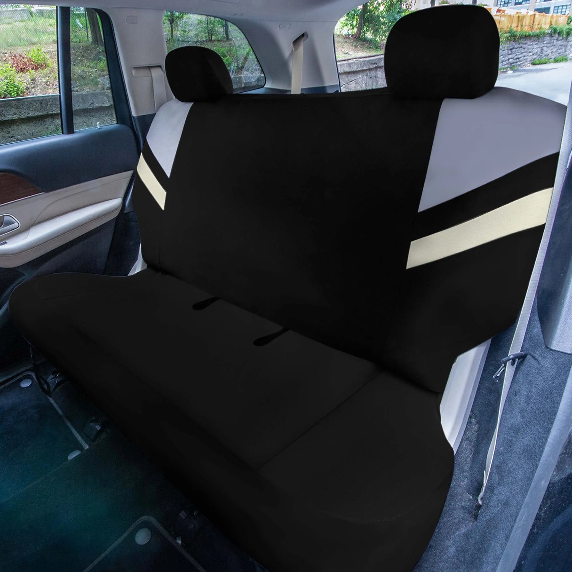 Minimalist Flat Cloth Car Seat Covers Full Set - Beige