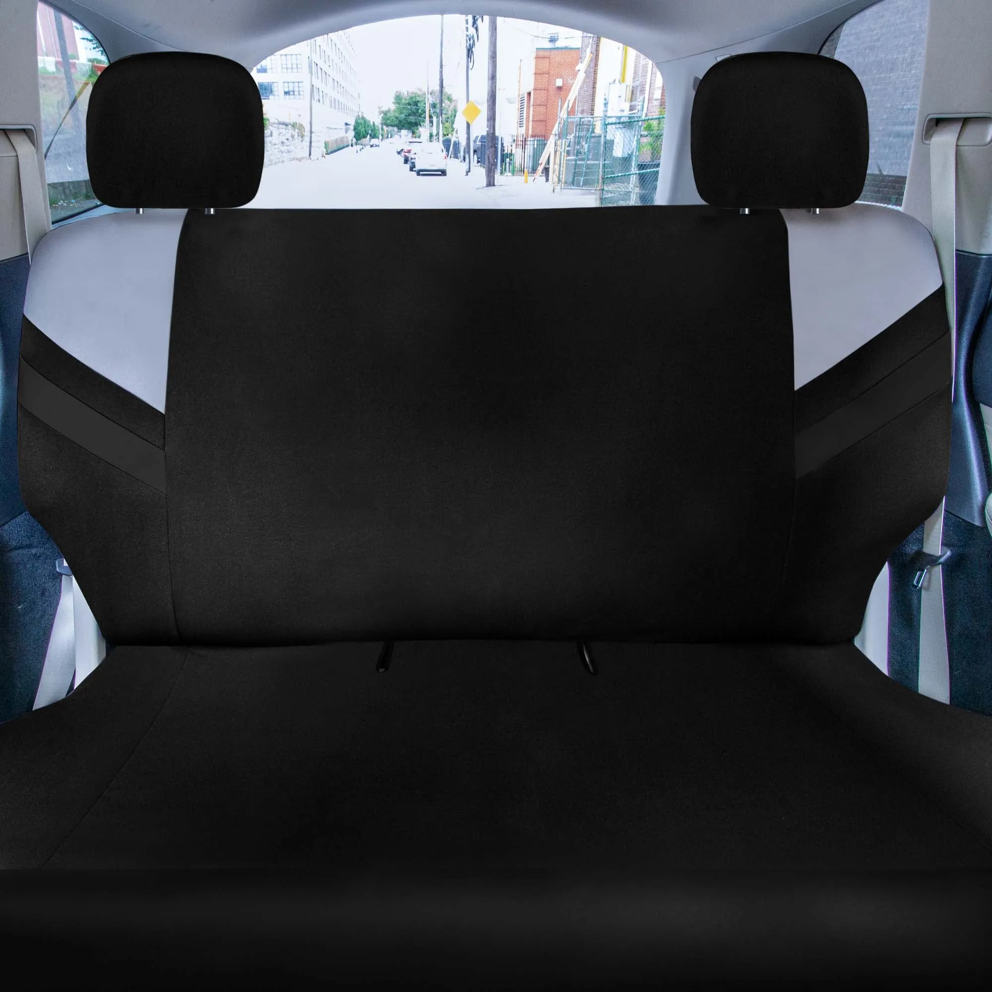 Minimalist Flat Cloth Car Seat Covers Full Set - Black