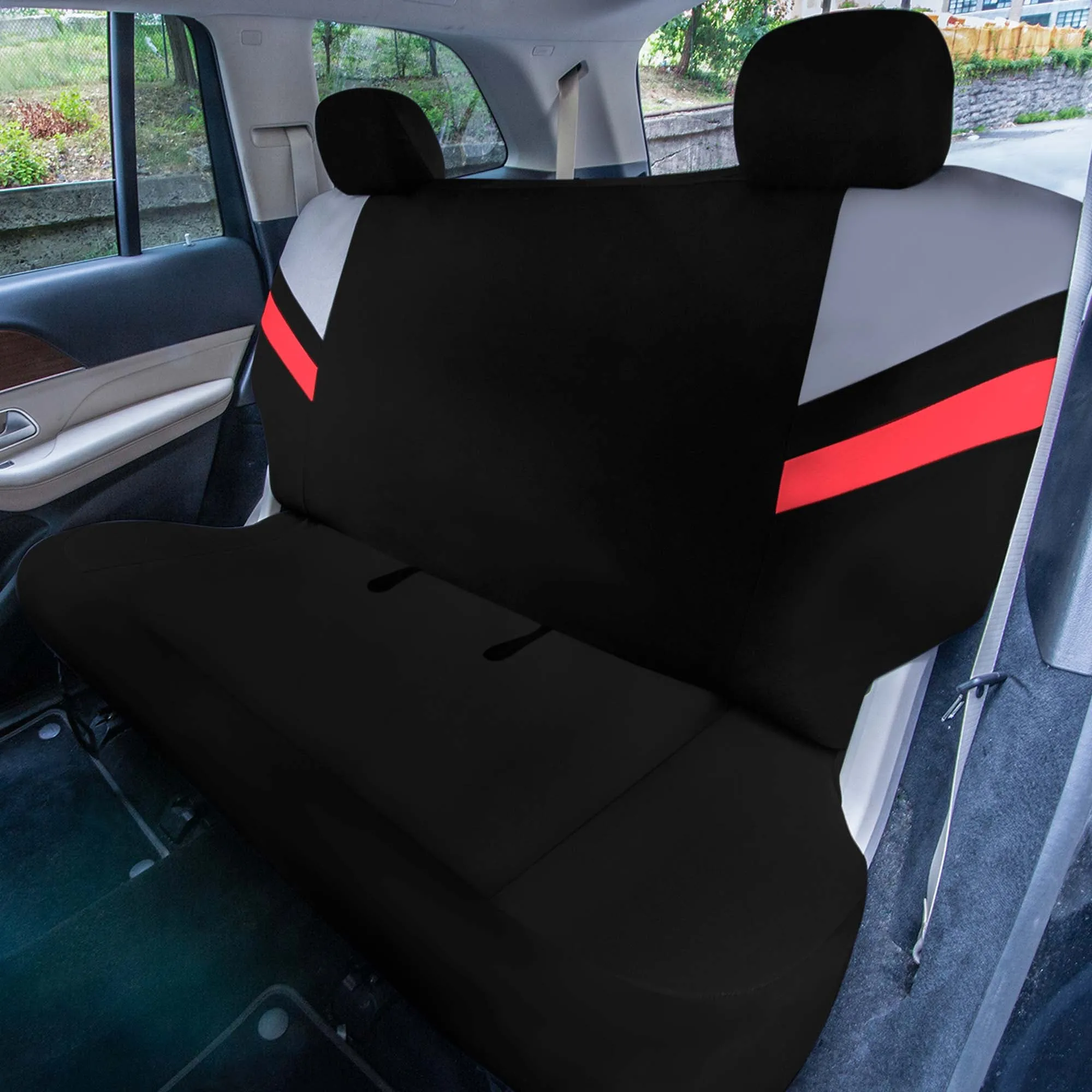 Minimalist Flat Cloth Car Seat Covers Full Set - Red