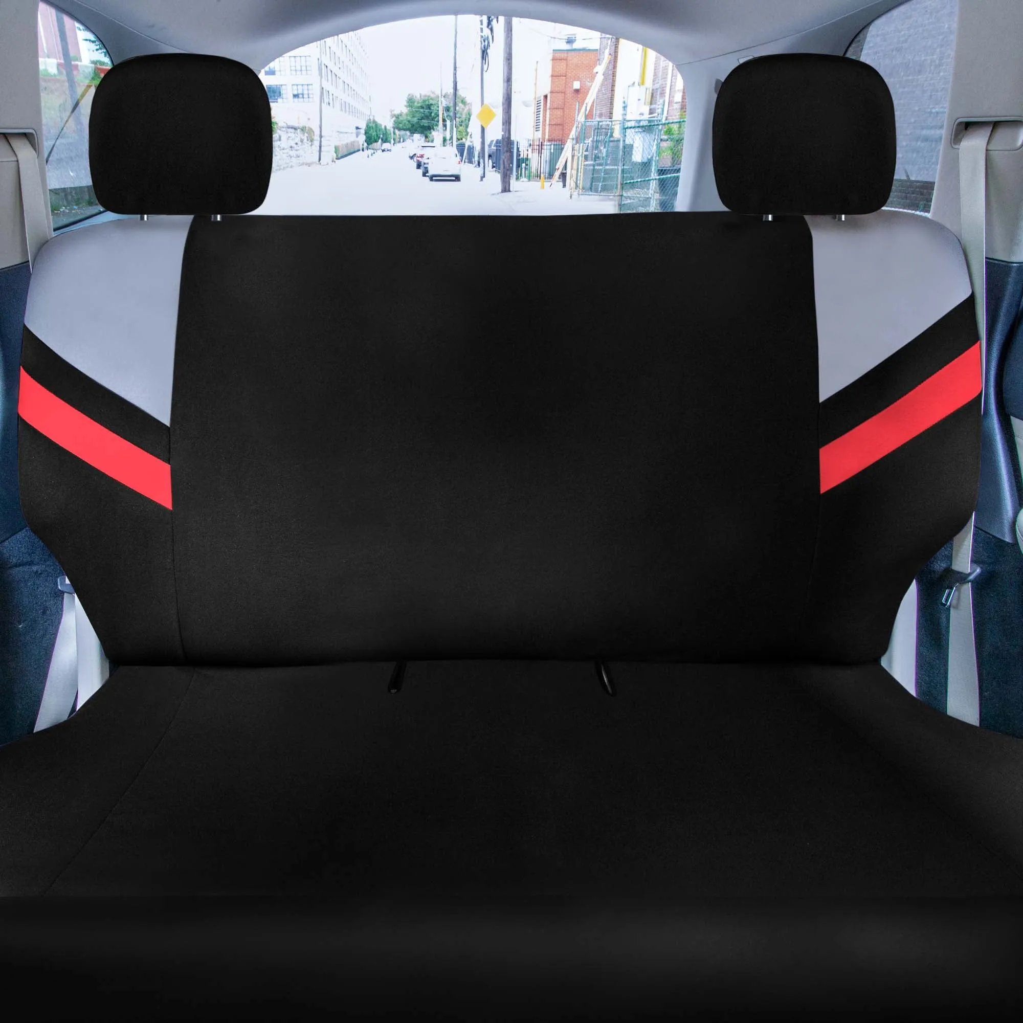 Minimalist Flat Cloth Car Seat Covers Full Set - Red