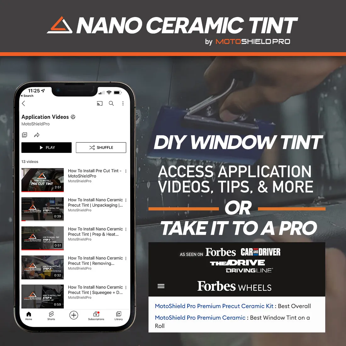 MotoShield Pro  4 Door Car | Nano Ceramic Tint | 1 Side Window   Lifetime Warranty
