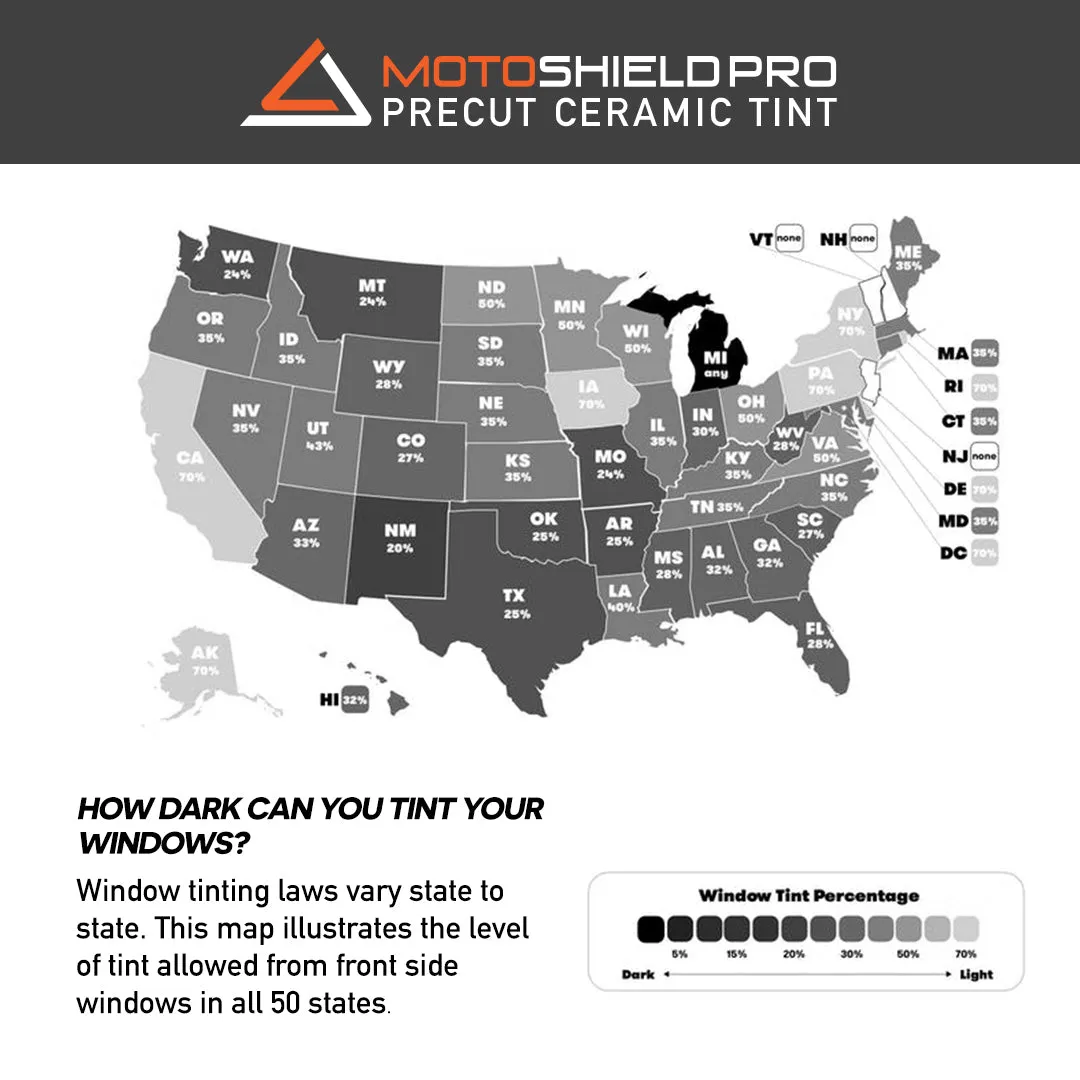 MotoShield Pro Premium Professional 2mil Precut Ceramic Window Tint Film for 2014-2019 GMC Sierra 2500 Standard Cab — (Front Windshield 75%)   Lifetime Warranty
