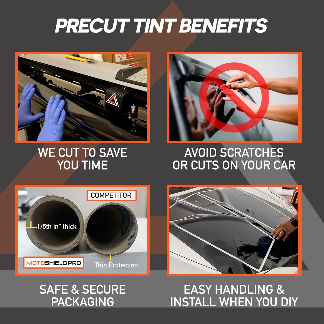 MotoShield Pro Premium Professional 2mil Precut Ceramic Window Tint Film for 2016-2021 Toyata Tacoma Crew Cab   — (3pc Rear Windshield 5%)   Lifetime Warranty