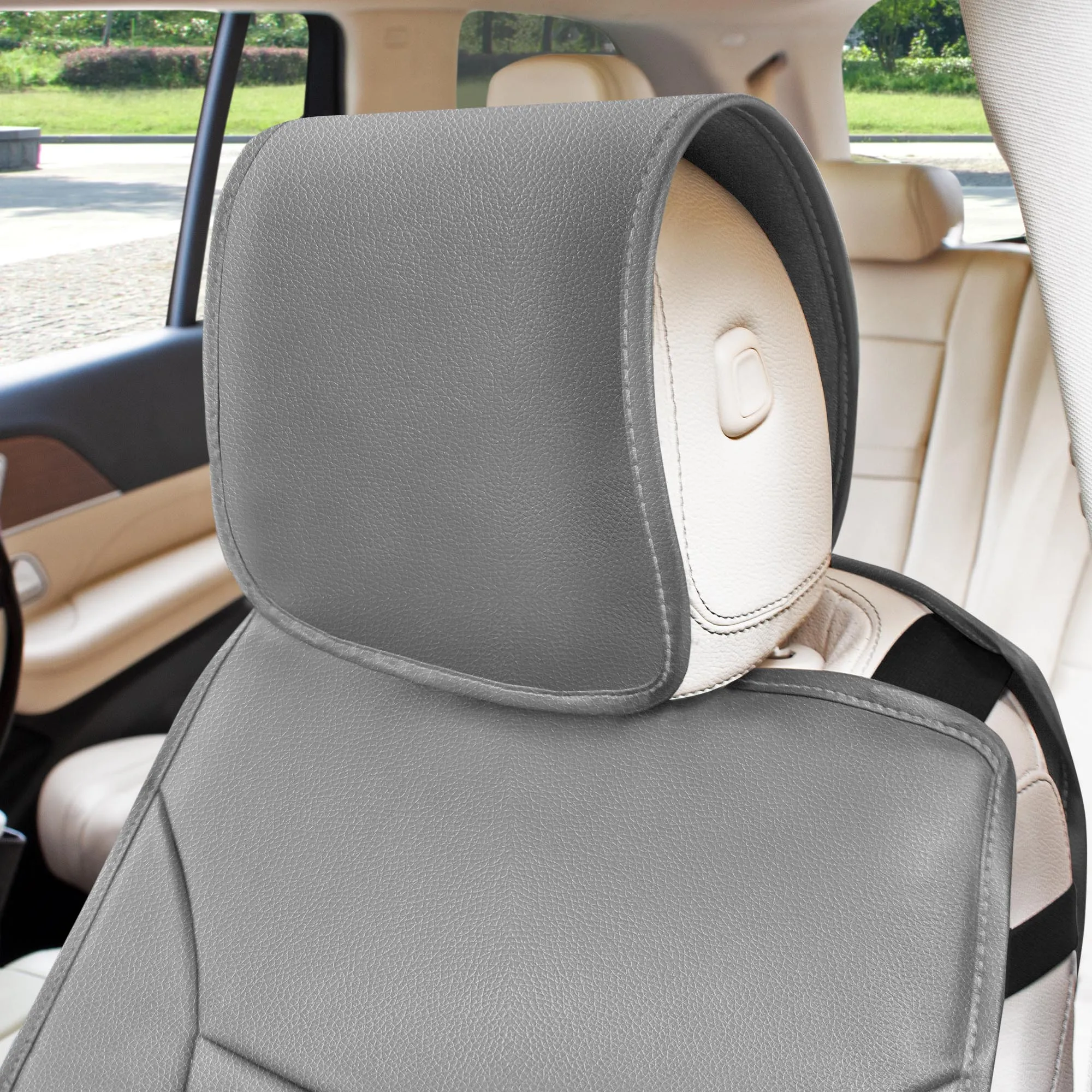 Multifunctional Quilted Leather Seat Cushions - Gray