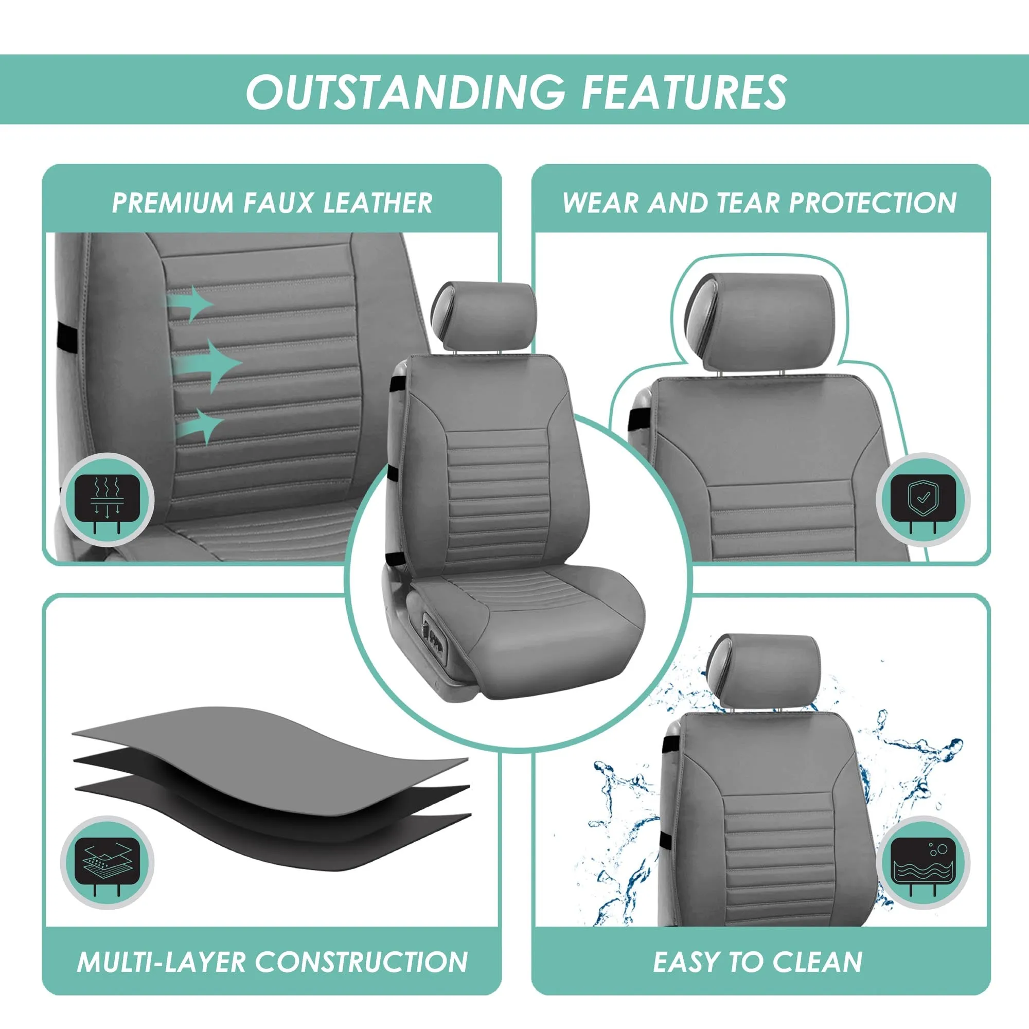 Multifunctional Quilted Leather Seat Cushions - Gray