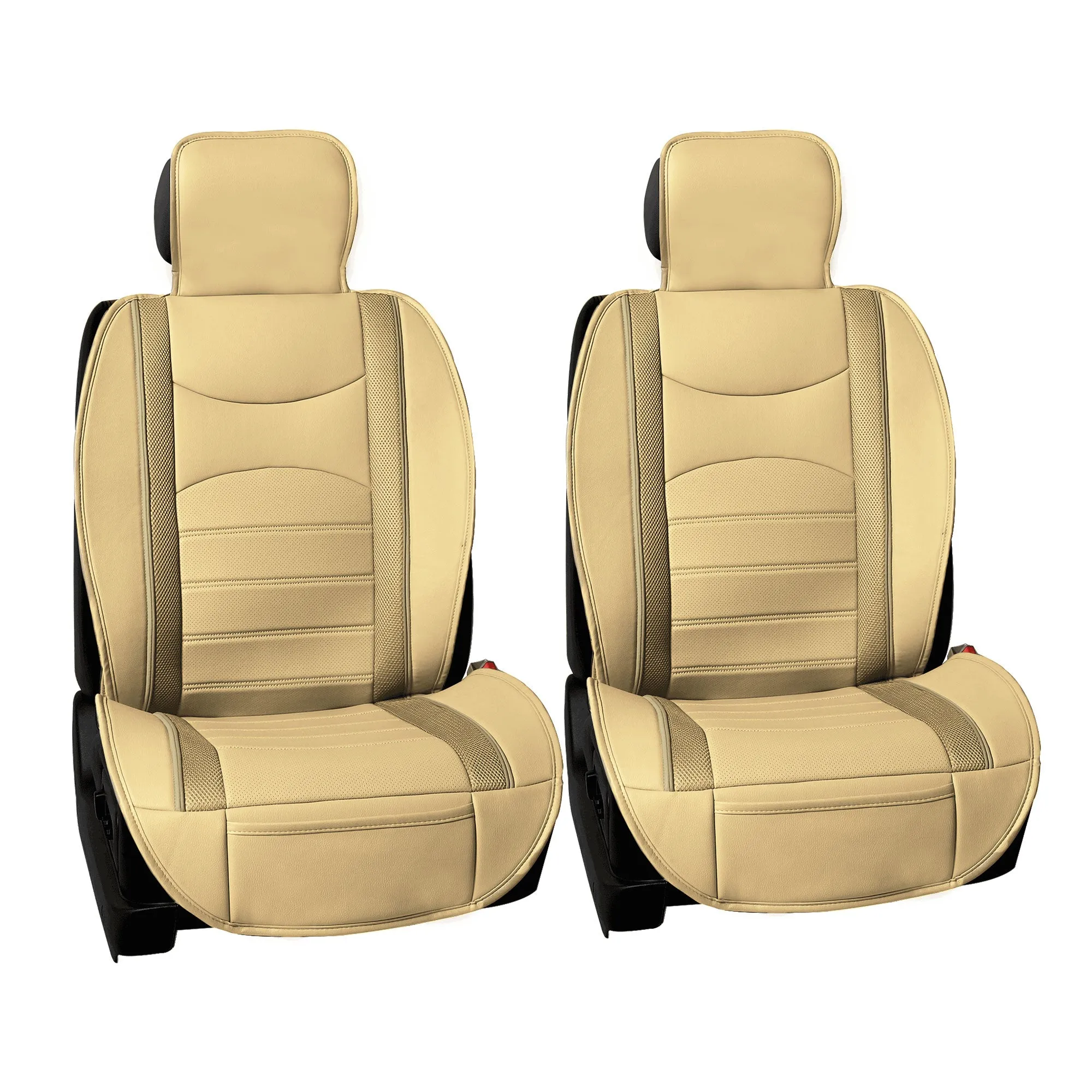 NeoBlend Leatherette Seat Cushions - Front Set Beige / Tan