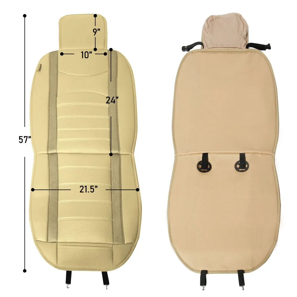 NeoBlend Leatherette Seat Cushions - Front Set Beige / Tan