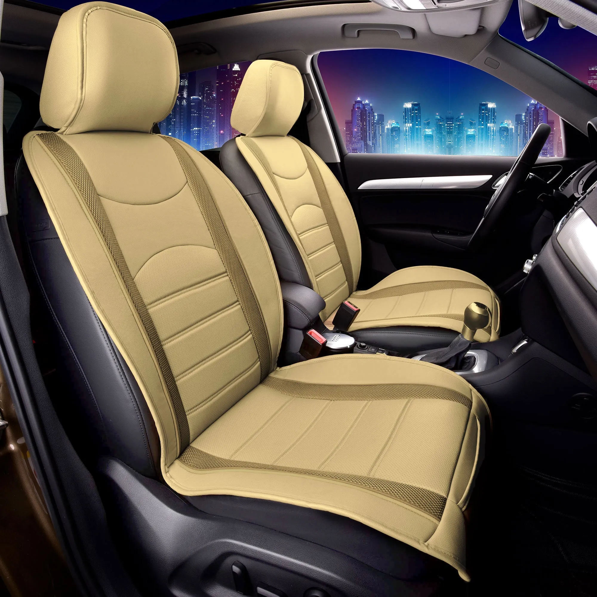 NeoBlend Leatherette Seat Cushions - Full set Beige / Tan
