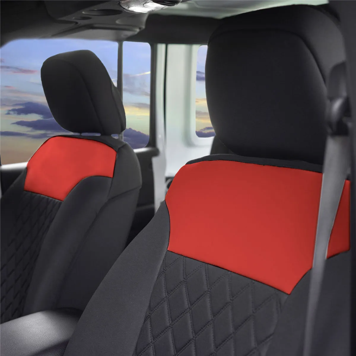 Neosupreme Quality Car Seat Cushions - Front Set Red