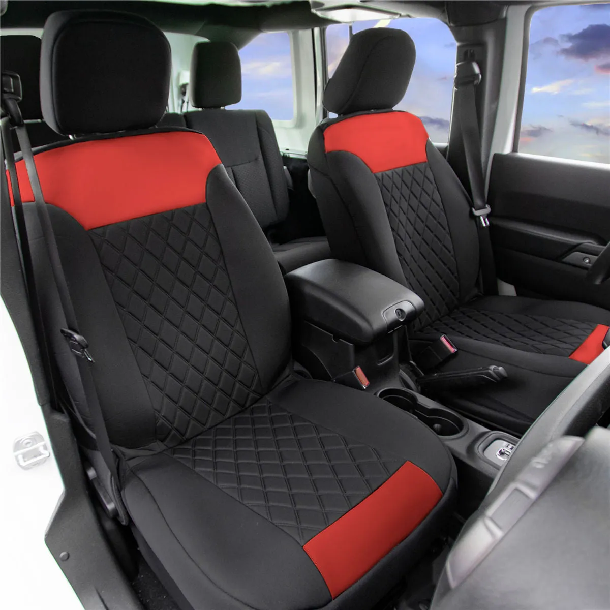 Neosupreme Quality Car Seat Cushions - Front Set Red