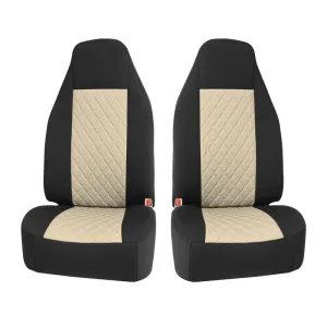 NeoSupreme Seat Covers Deluxe Quality High Back Car Seat Cushions - Front Set Beige