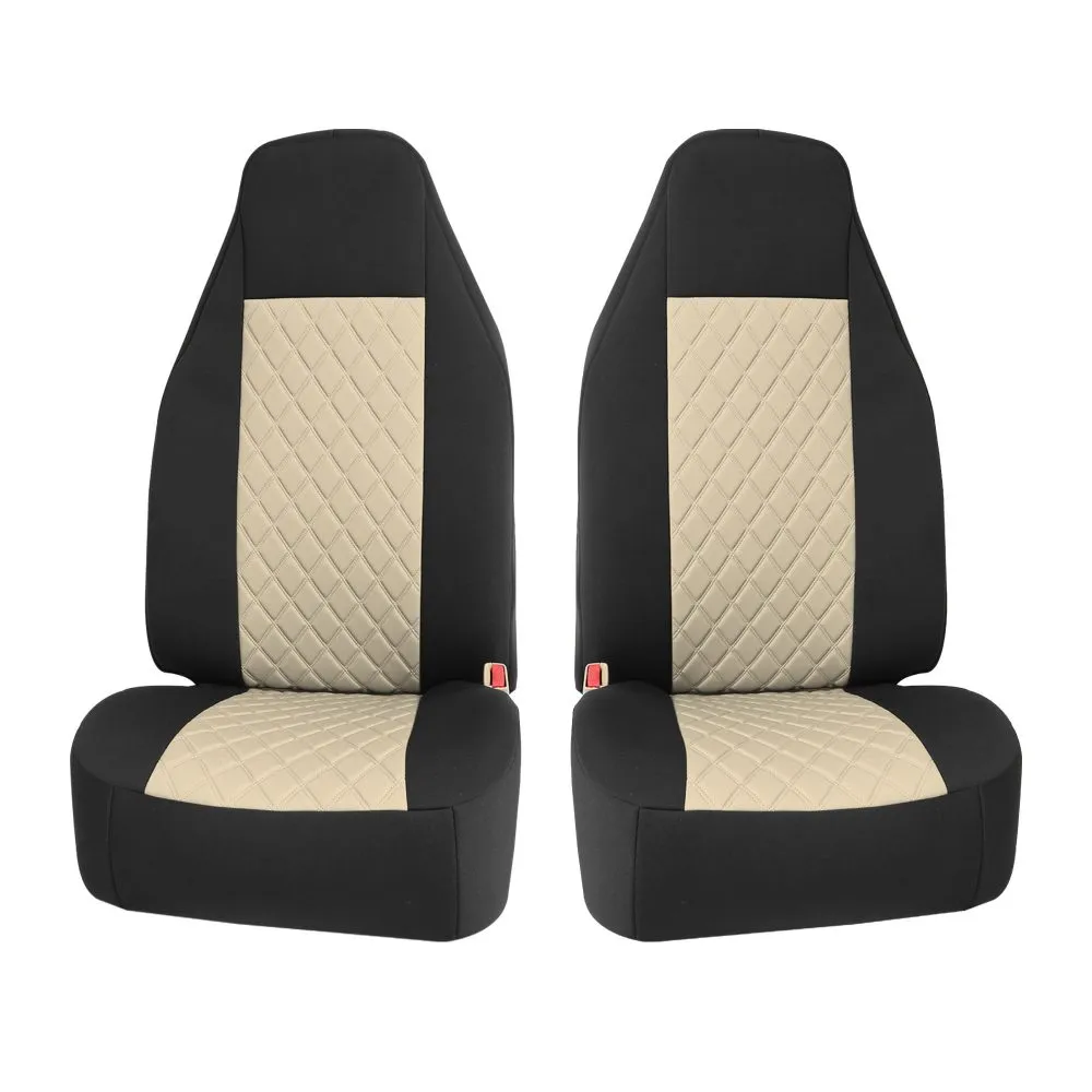 NeoSupreme Seat Covers Deluxe Quality High Back Car Seat Cushions - Front Set Beige