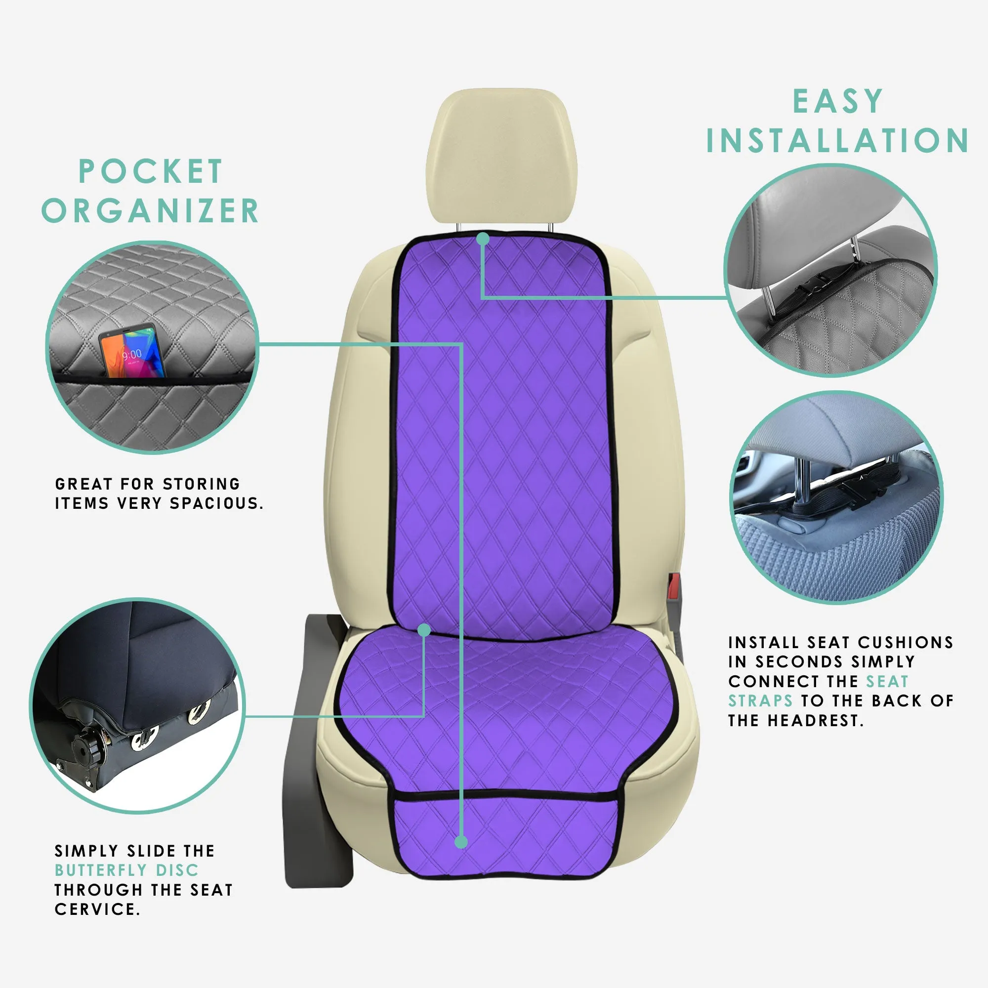 NeoSupreme Seat Protectors - Front Set - 2pc Solid Purple