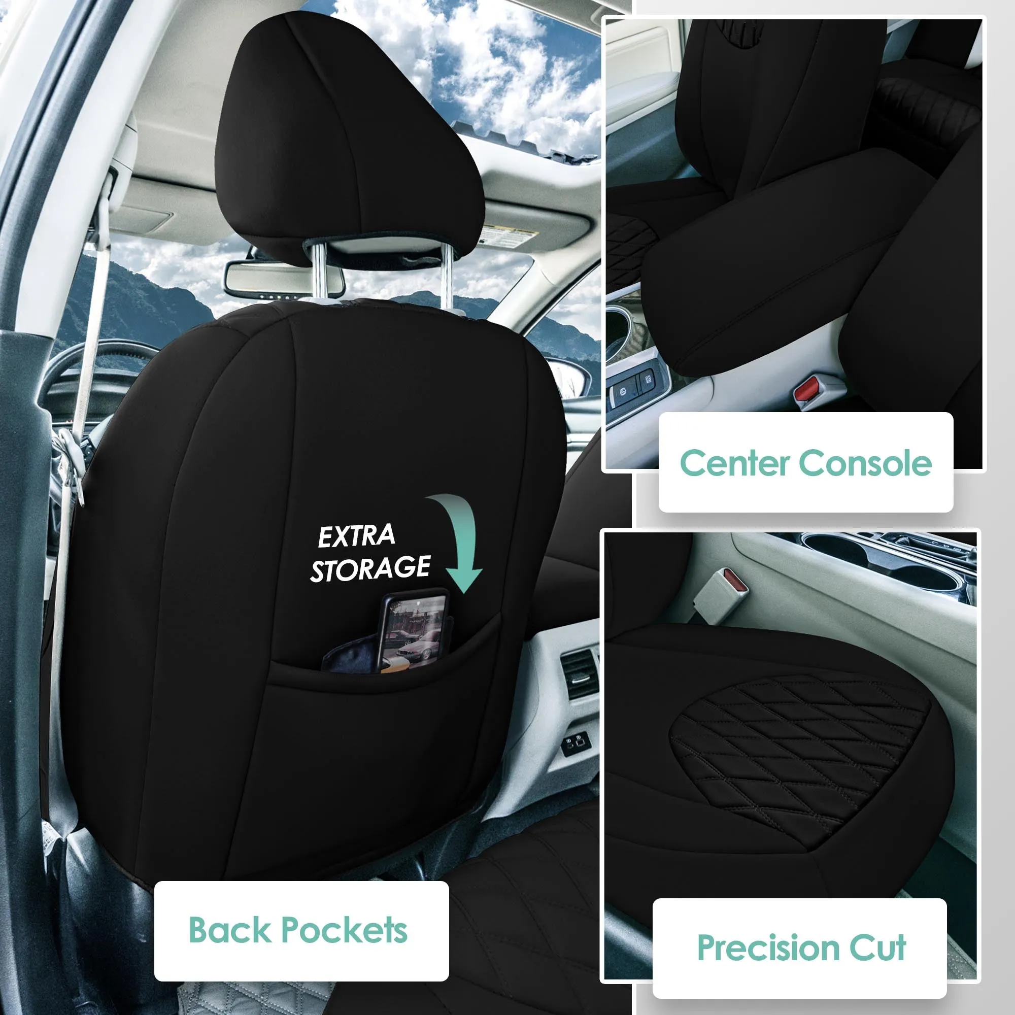 Nissan Altima - 2019 - 2025 - Front Set Seat Covers - Black Ultraflex Neoprene