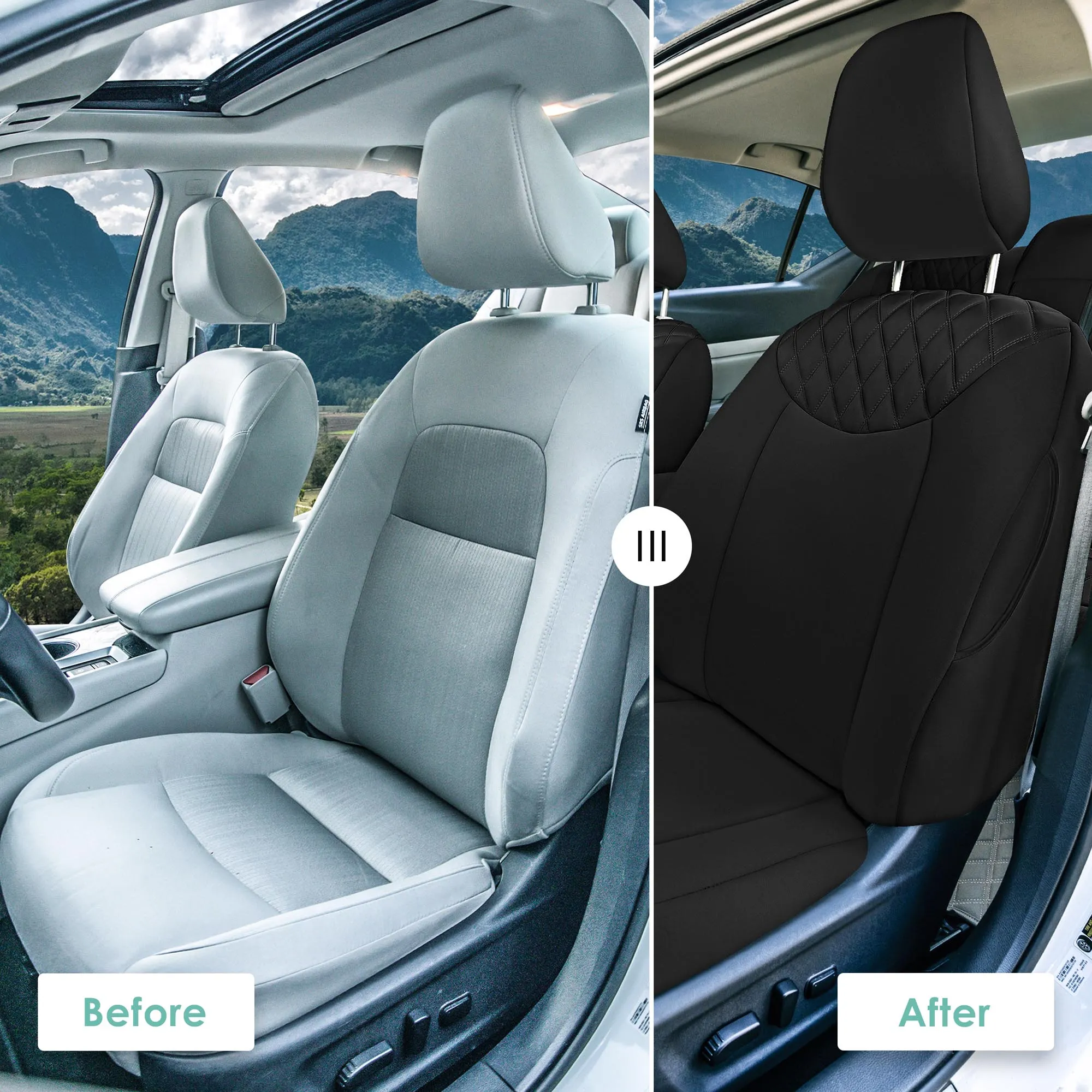 Nissan Altima - 2019 - 2025 - Front Set Seat Covers - Black Ultraflex Neoprene