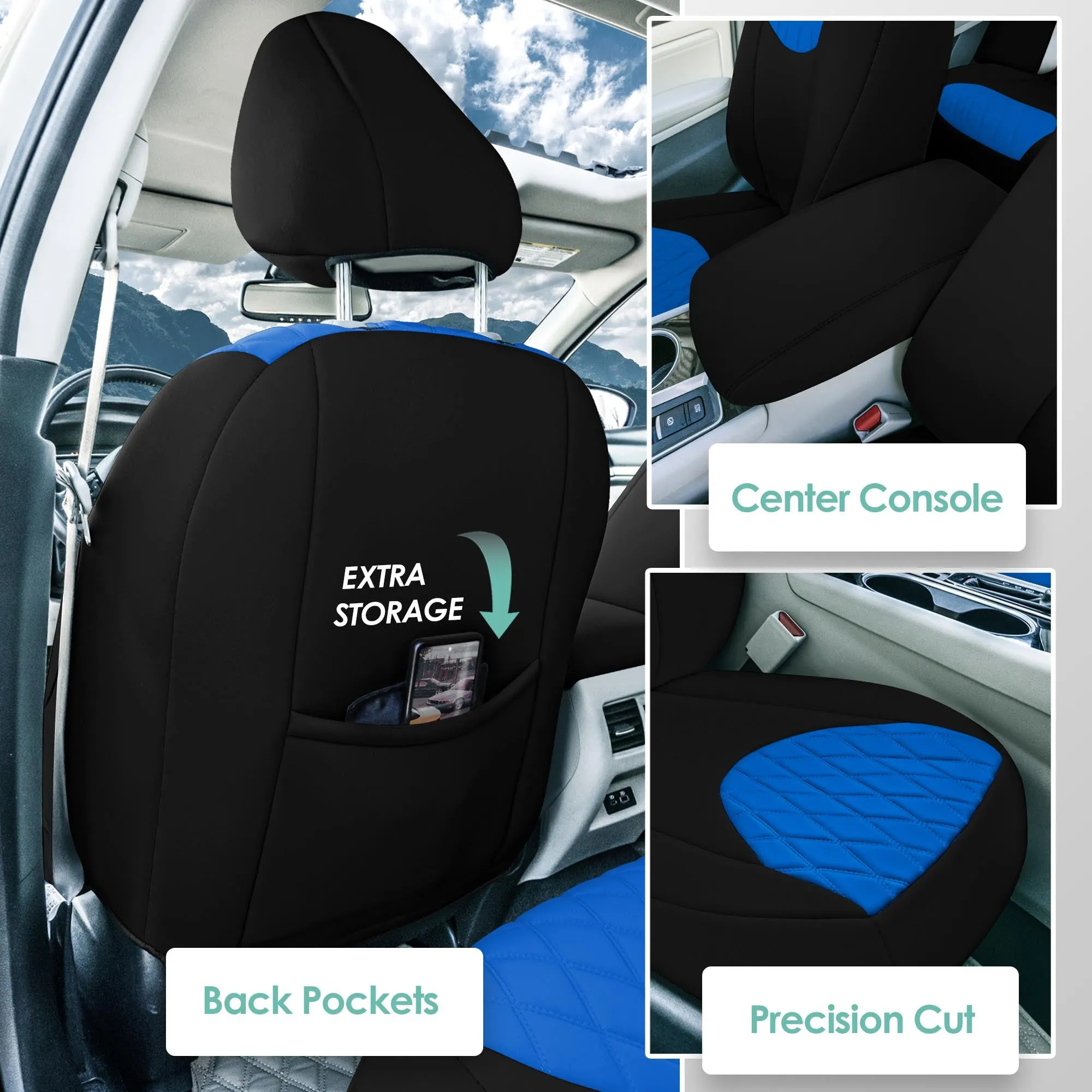 Nissan Altima - 2019 - 2025 - Front Set Seat Covers - Blue Ultraflex Neoprene