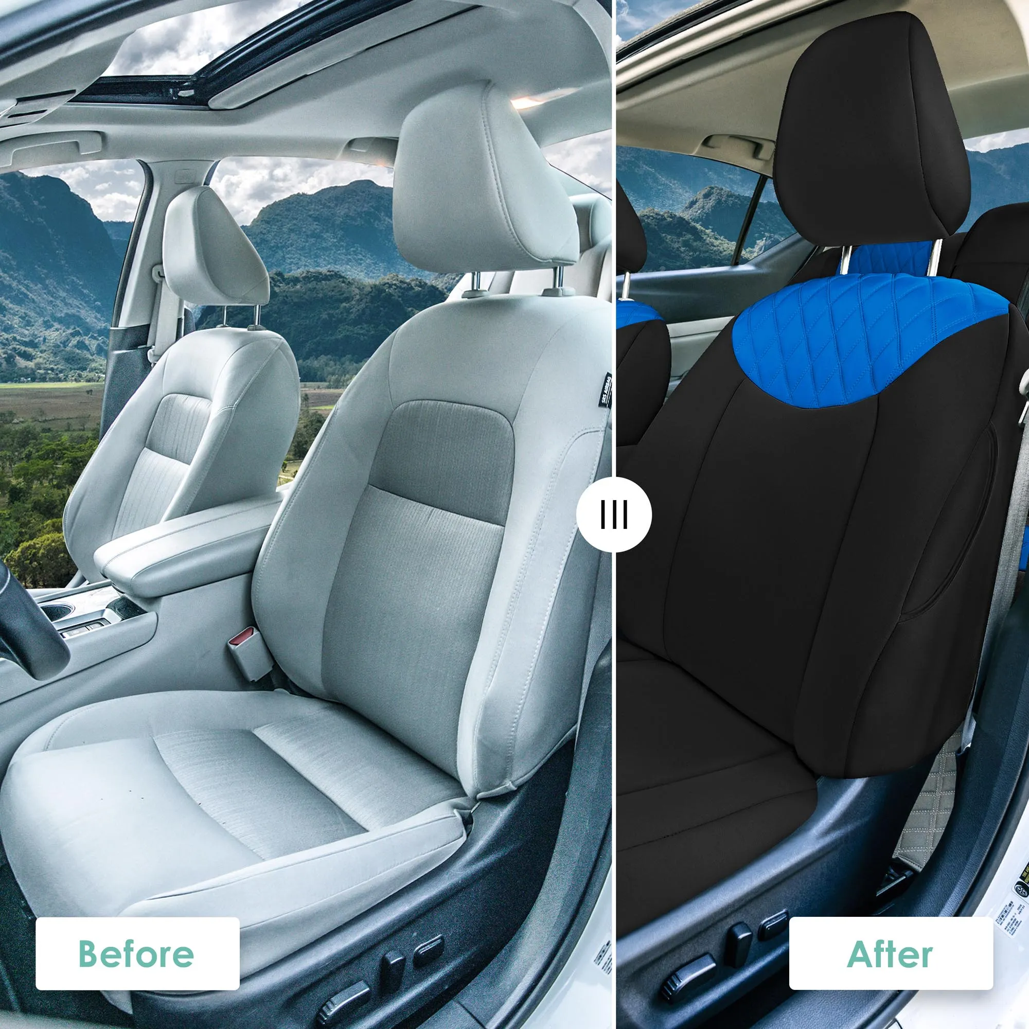 Nissan Altima - 2019 - 2025 - Front Set Seat Covers - Blue Ultraflex Neoprene