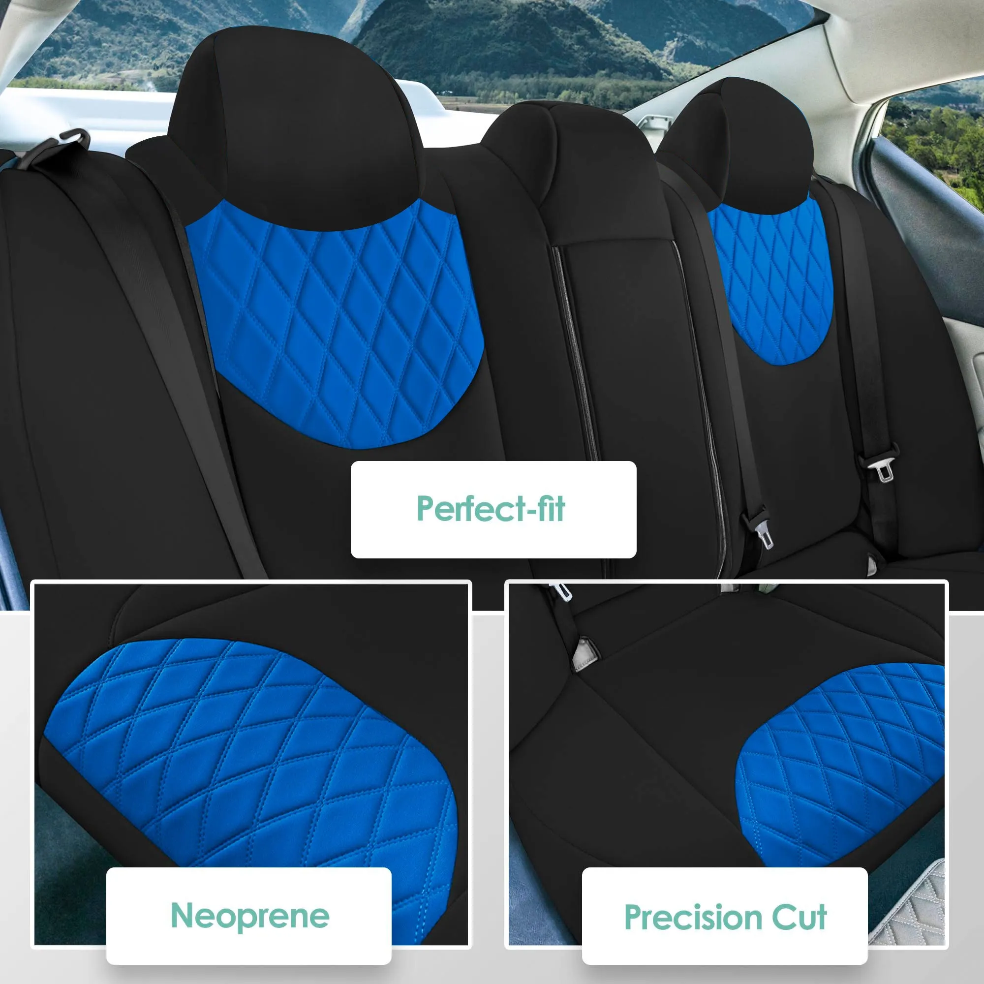 Nissan Altima - 2019 - 2025 - Rear Set Seat Covers - Blue Ultraflex Neoprene