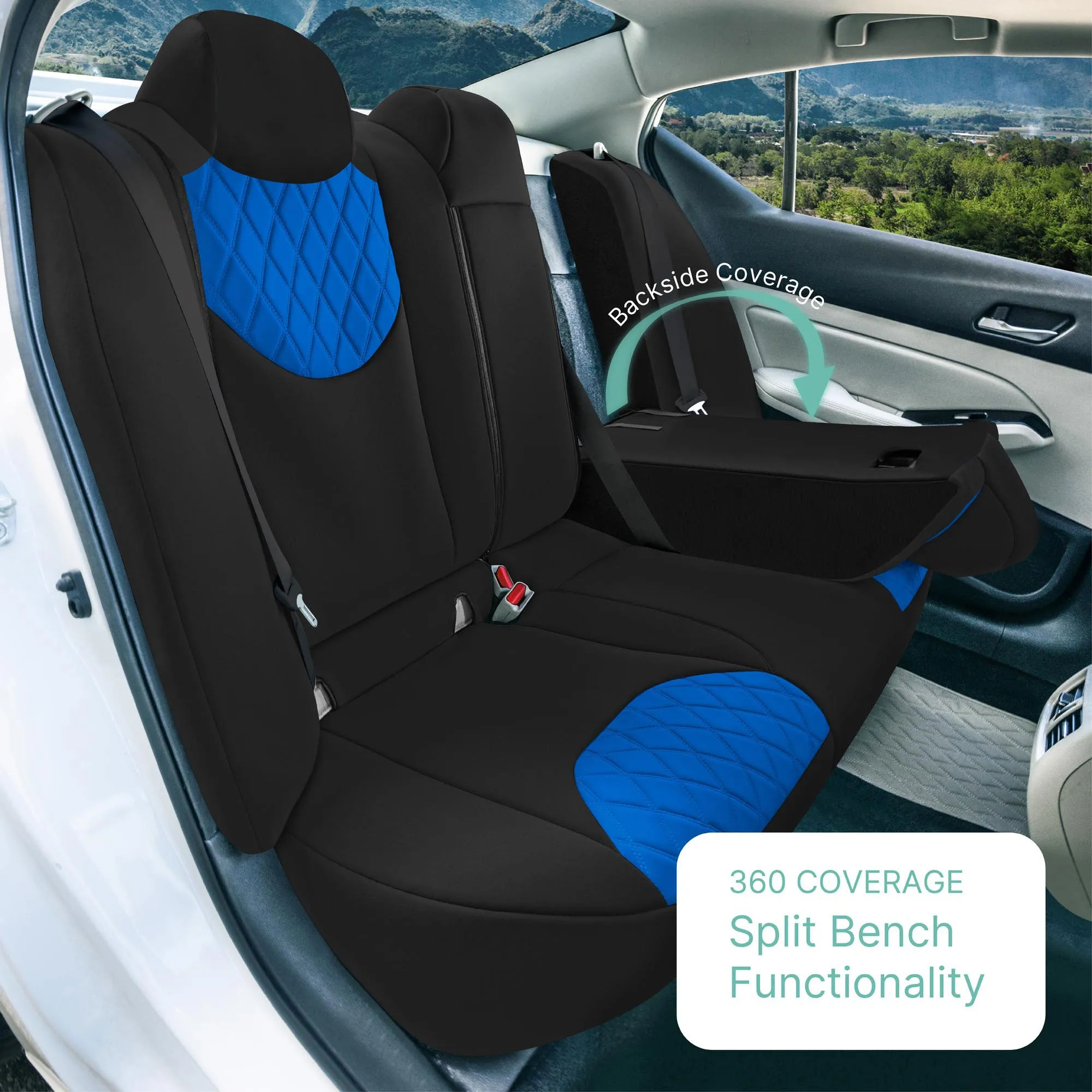 Nissan Altima - 2019 - 2025 - Rear Set Seat Covers - Blue Ultraflex Neoprene
