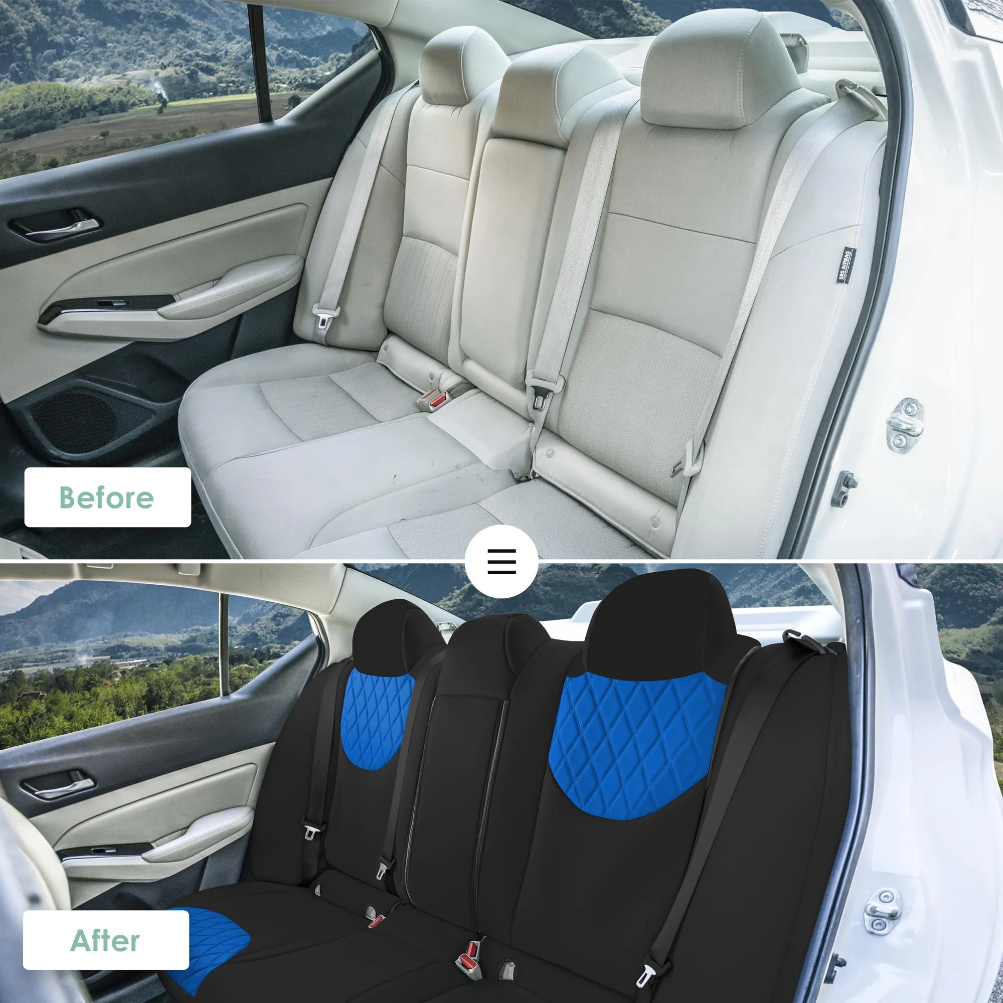 Nissan Altima - 2019 - 2025 - Rear Set Seat Covers - Blue Ultraflex Neoprene