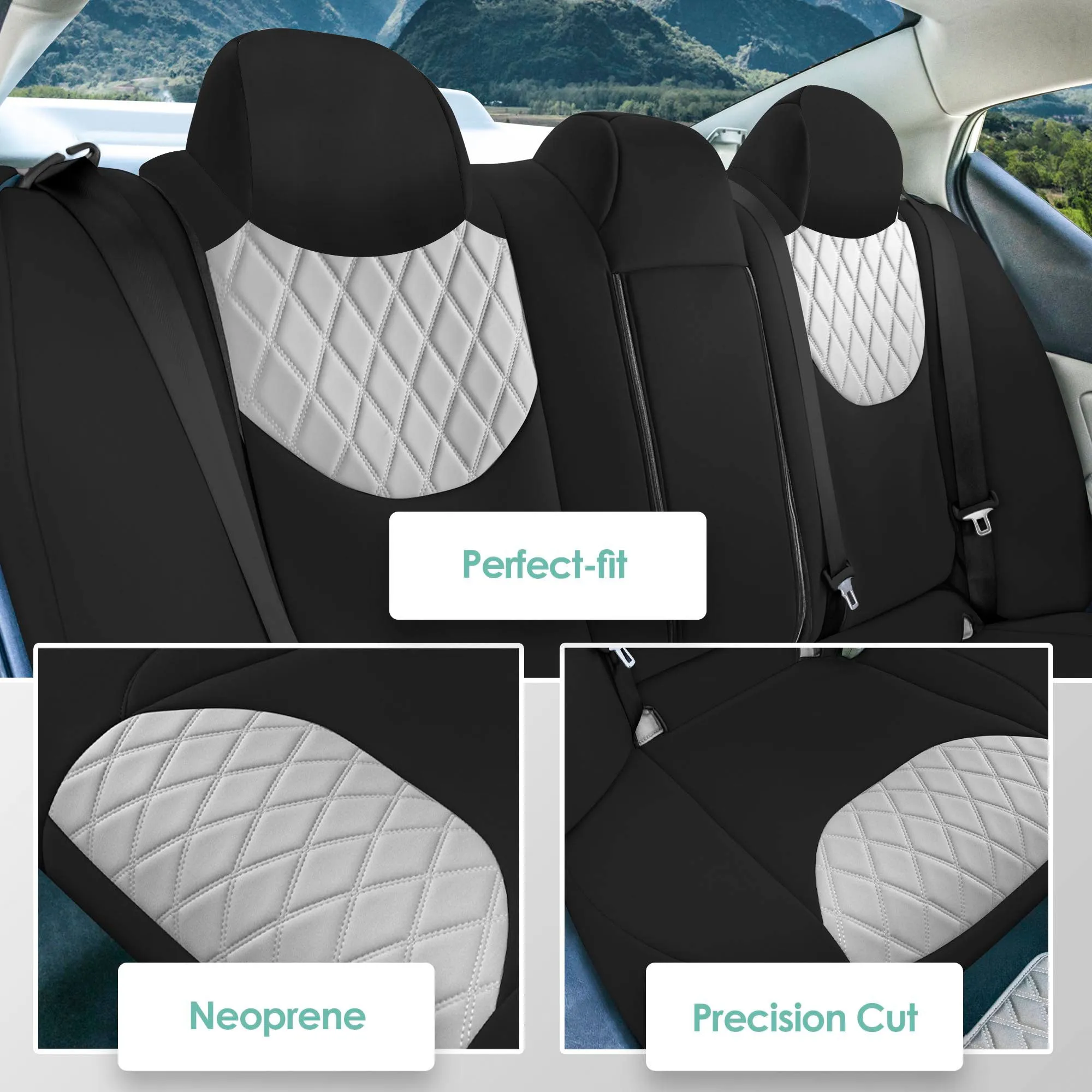 Nissan Altima - 2019 - 2025 - Rear Set Seat Covers - Gray Ultraflex Neoprene