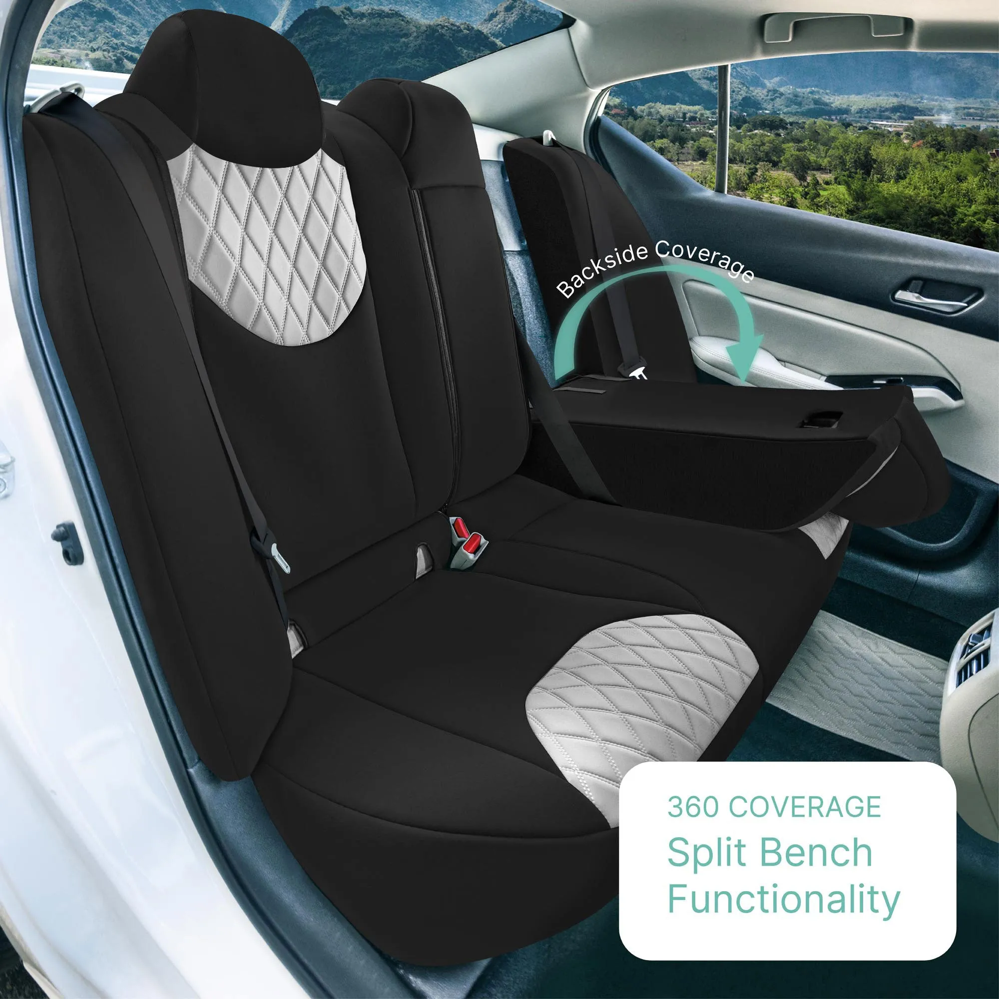 Nissan Altima - 2019 - 2025 - Rear Set Seat Covers - Gray Ultraflex Neoprene