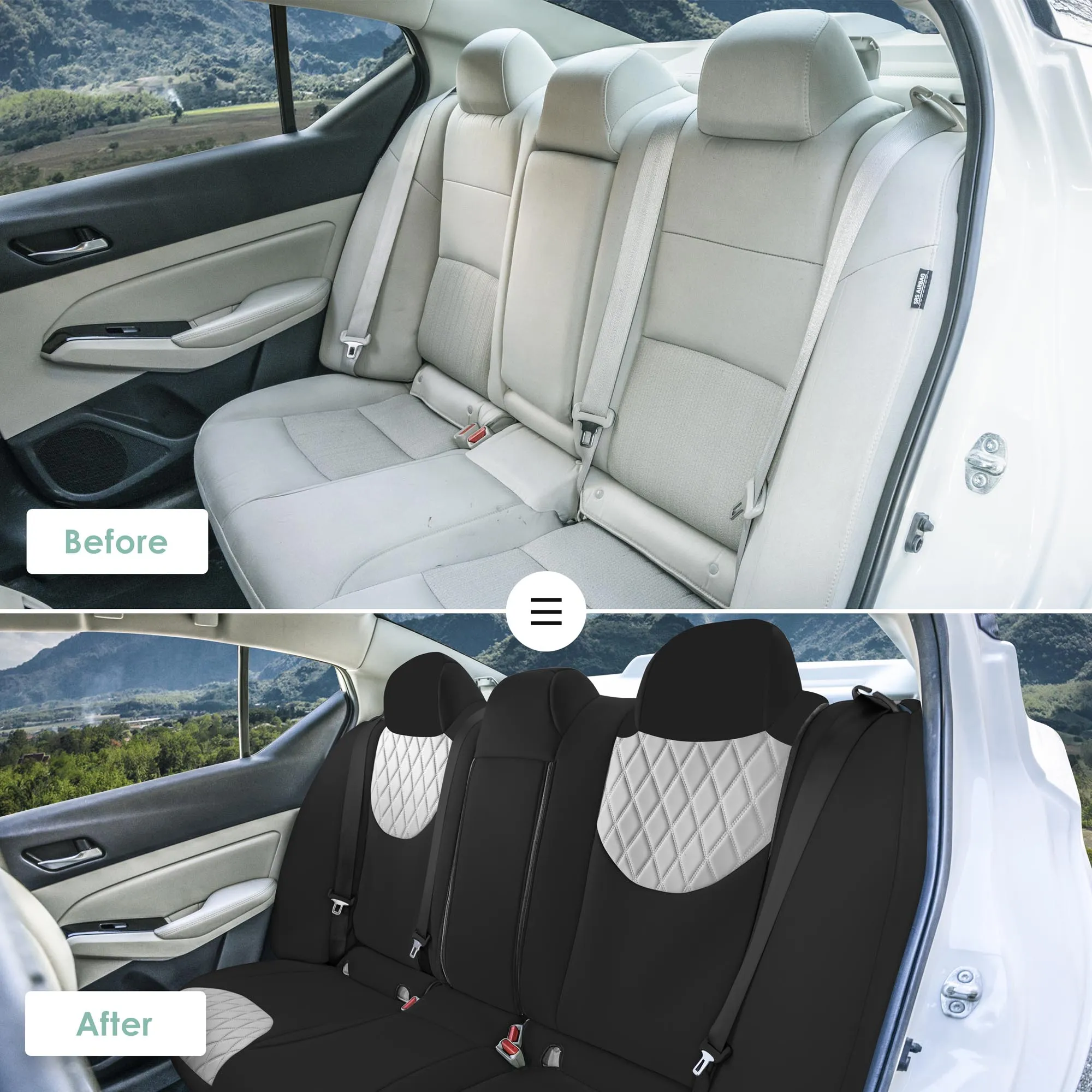 Nissan Altima - 2019 - 2025 - Rear Set Seat Covers - Gray Ultraflex Neoprene