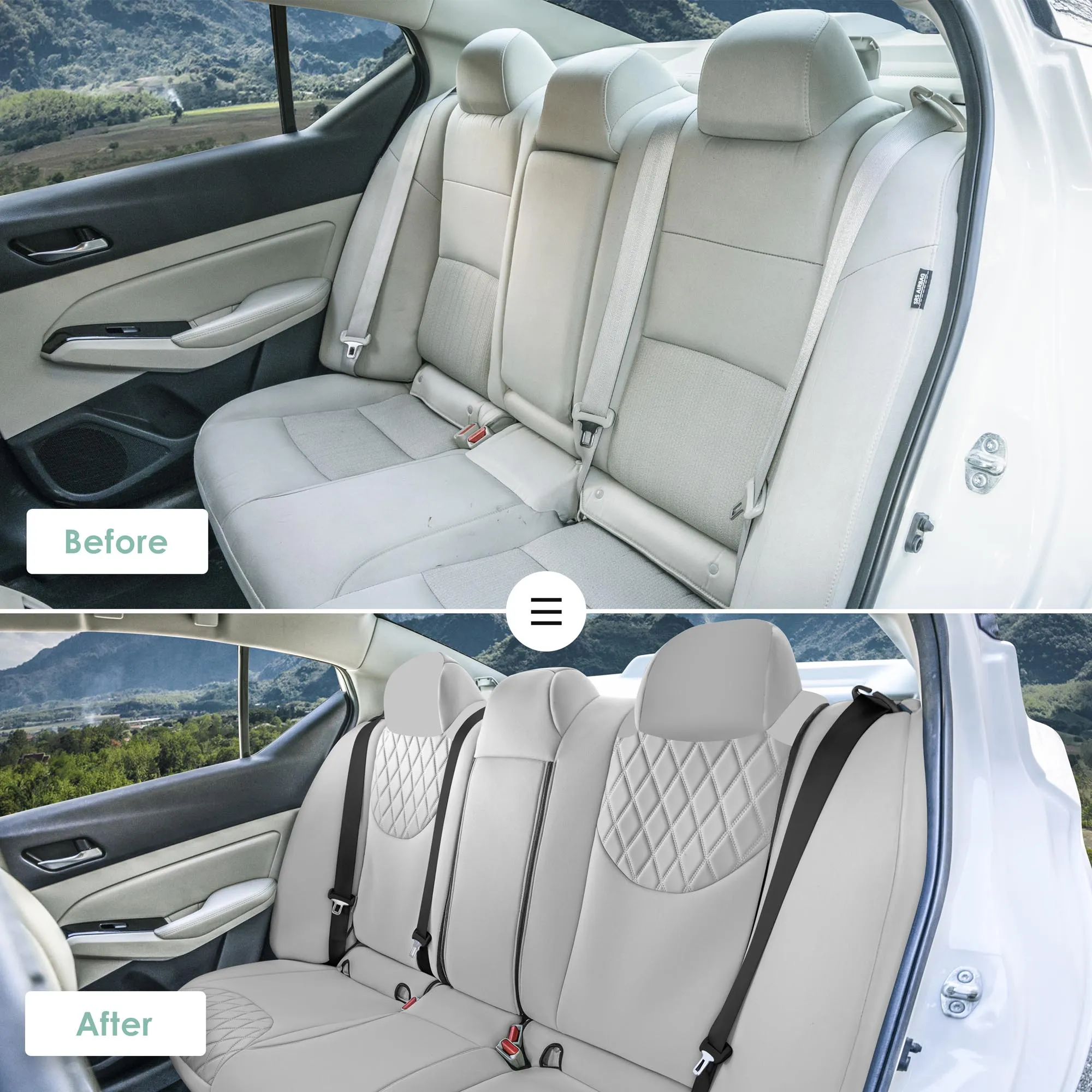 Nissan Altima - 2019 - 2025 - Rear Set Seat Covers - Solid Gray Ultraflex Neoprene