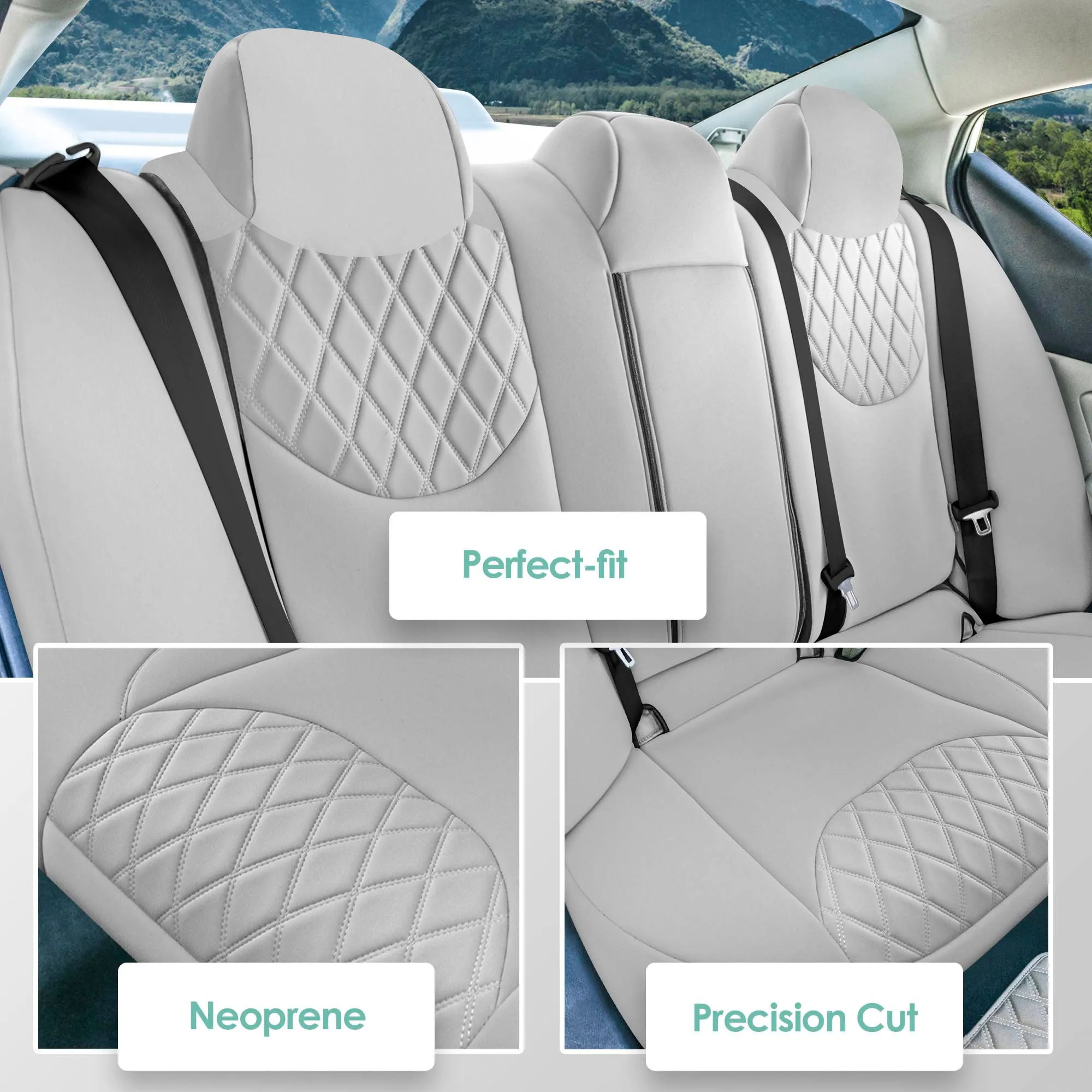 Nissan Altima - 2019 - 2025 - Rear Set Seat Covers - Solid Gray Ultraflex Neoprene