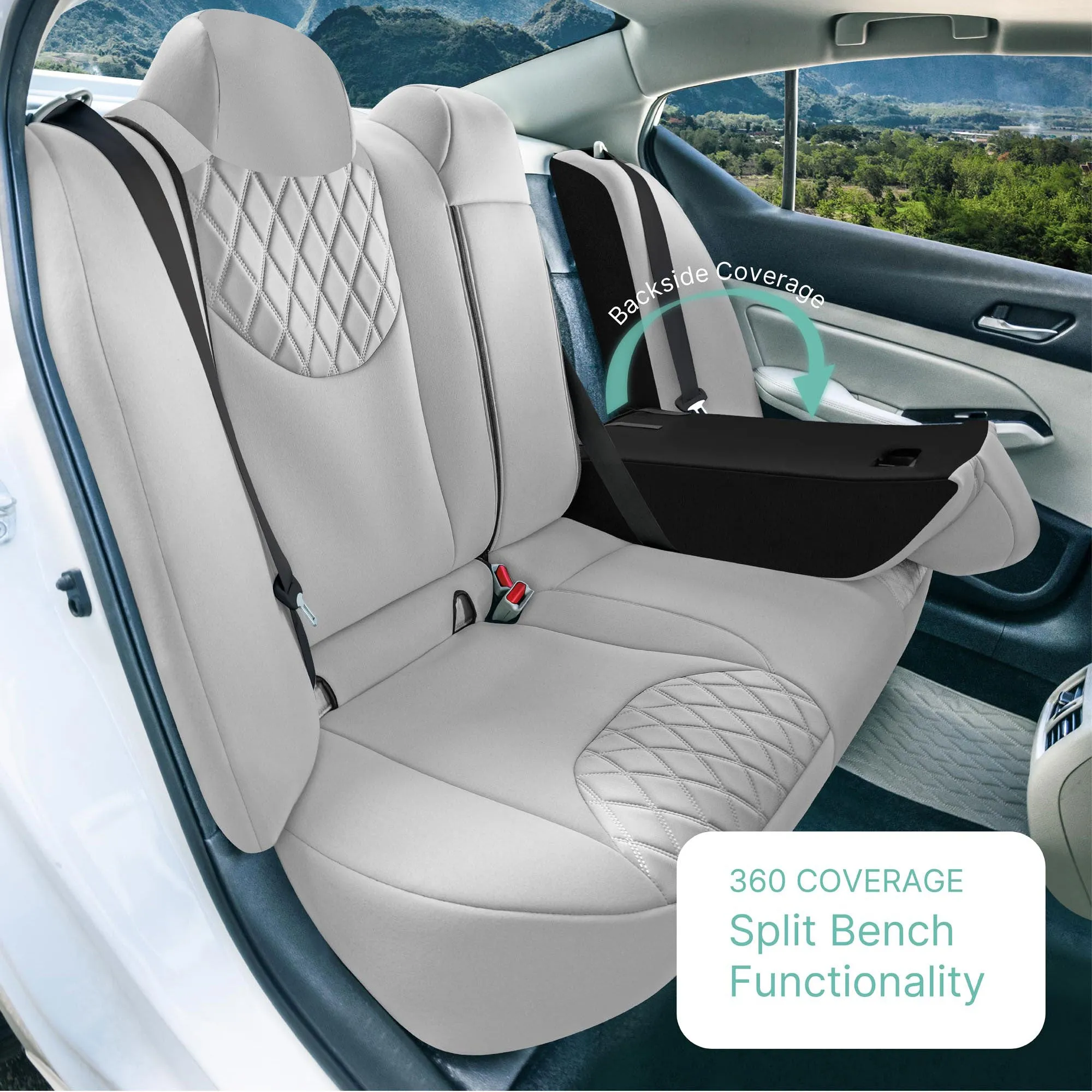 Nissan Altima - 2019 - 2025 - Rear Set Seat Covers - Solid Gray Ultraflex Neoprene