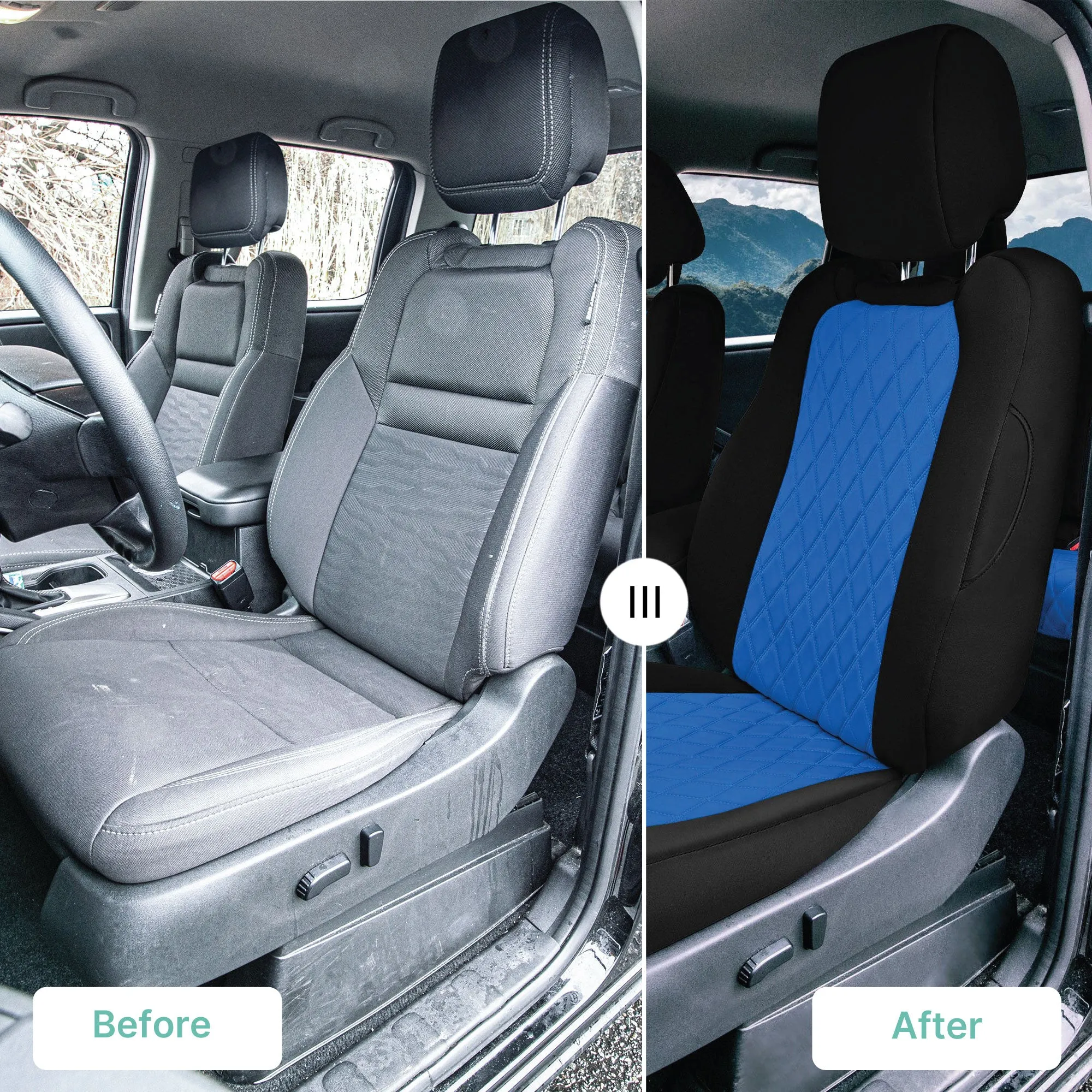 Nissan Frontier - 2022-2024 - Front Set Seat Covers - Blue Ultraflex Neoprene