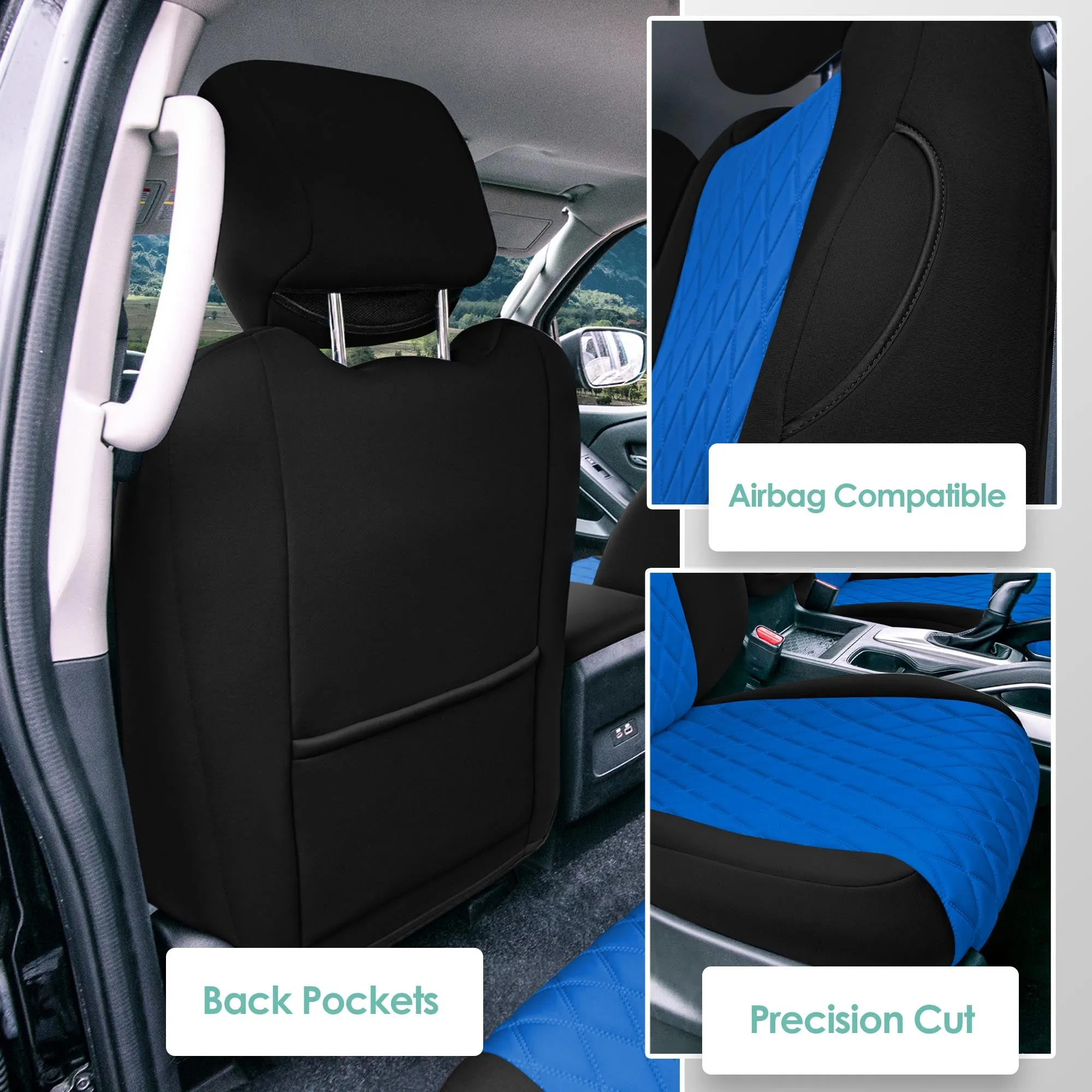 Nissan Frontier - 2022-2024 - Front Set Seat Covers - Blue Ultraflex Neoprene