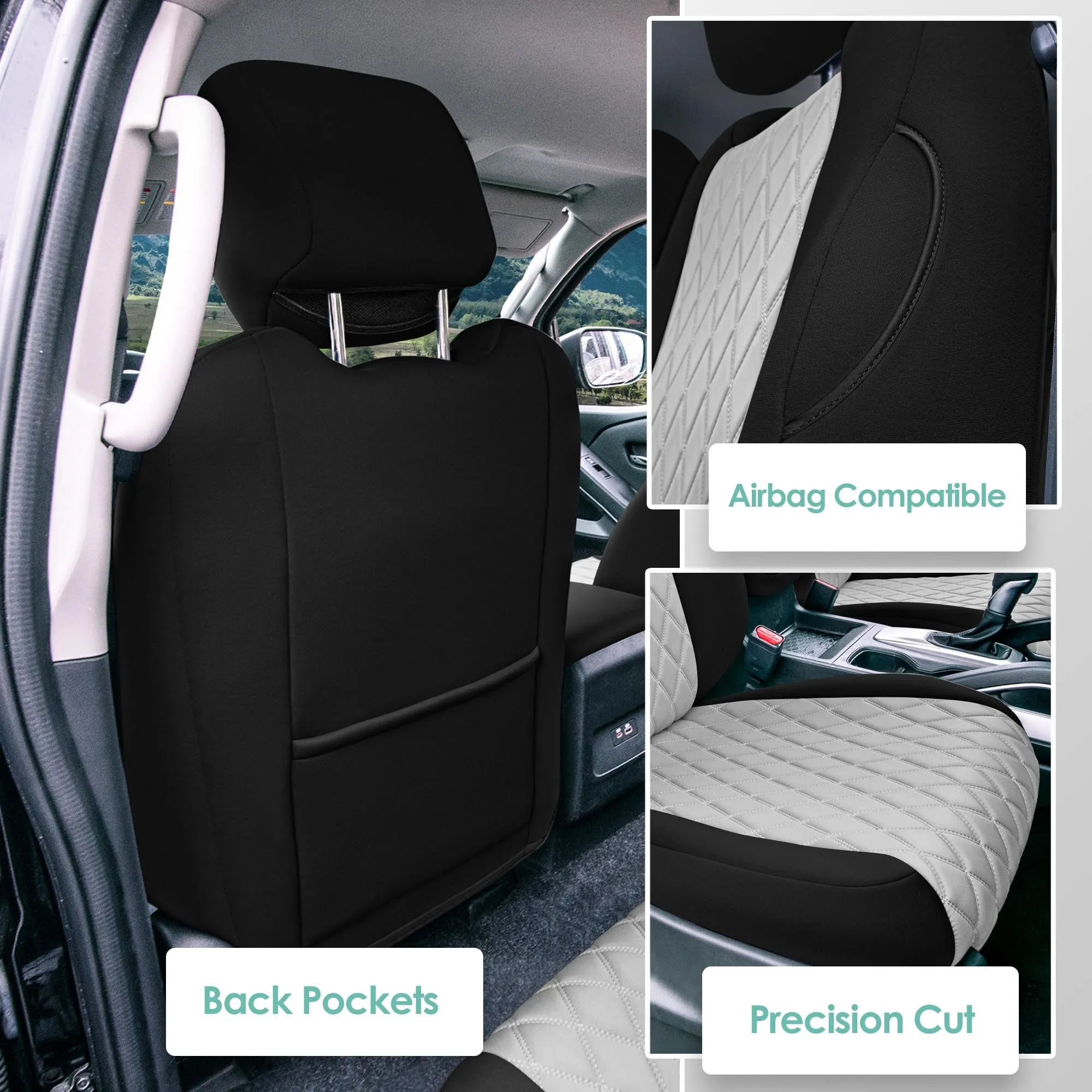 Nissan Frontier - 2022-2024 - Front Set Seat Covers - Gray Ultraflex Neoprene
