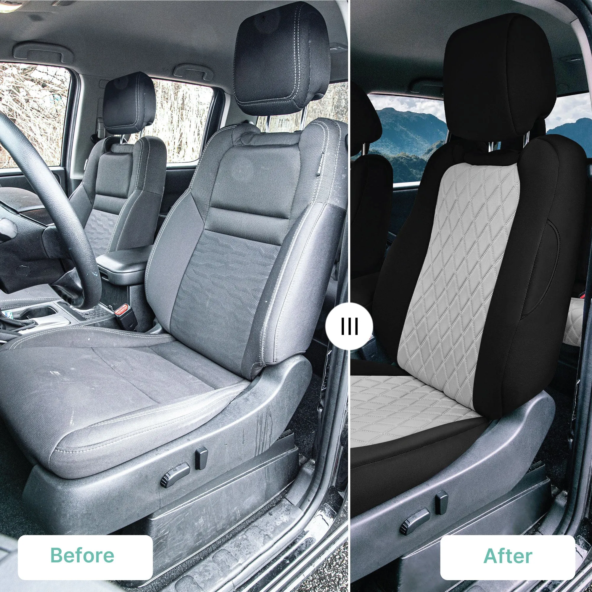 Nissan Frontier - 2022-2024 - Front Set Seat Covers - Gray Ultraflex Neoprene