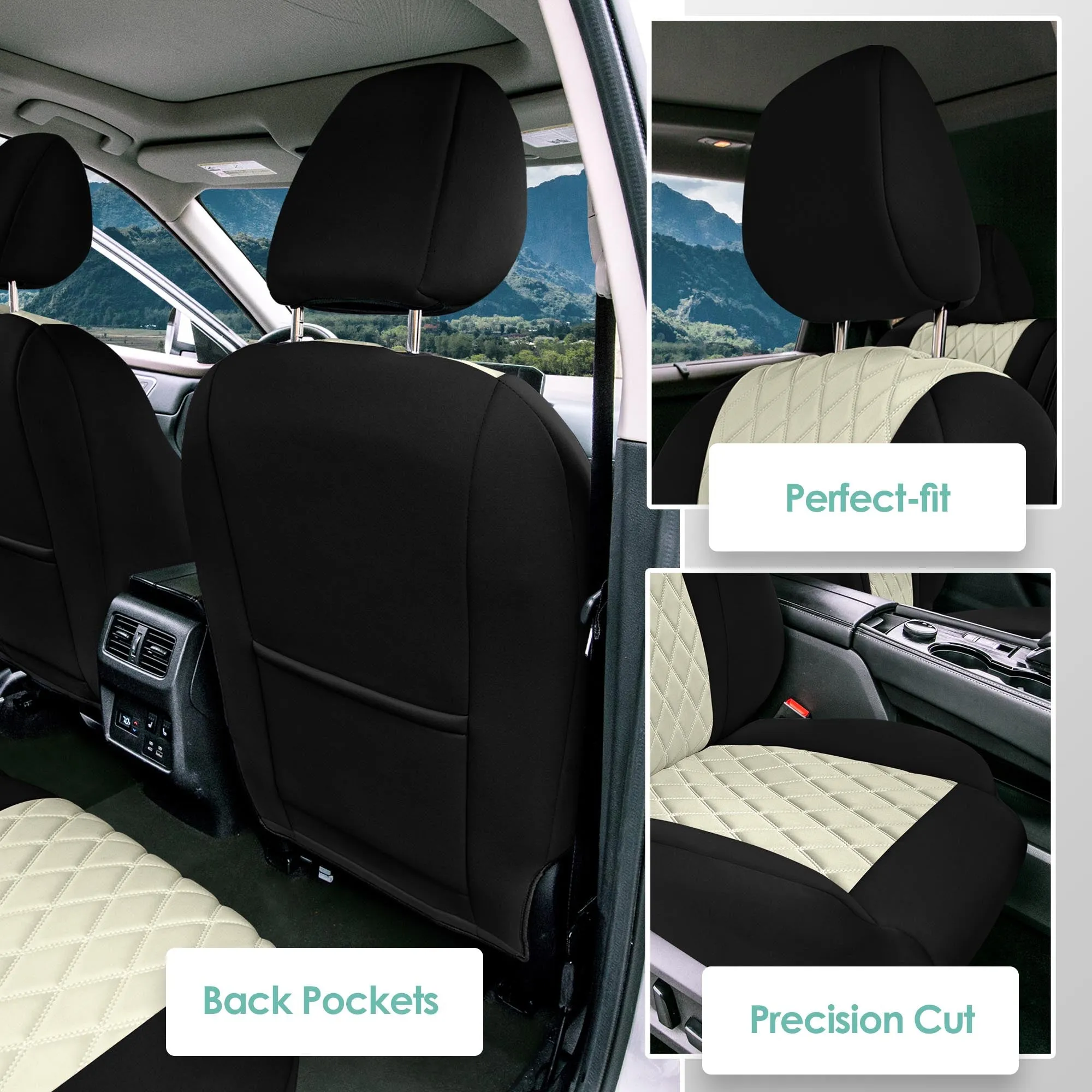 Nissan Rogue - 2021-2024 - Front Set Seat Covers - Beige Ultraflex Neoprene