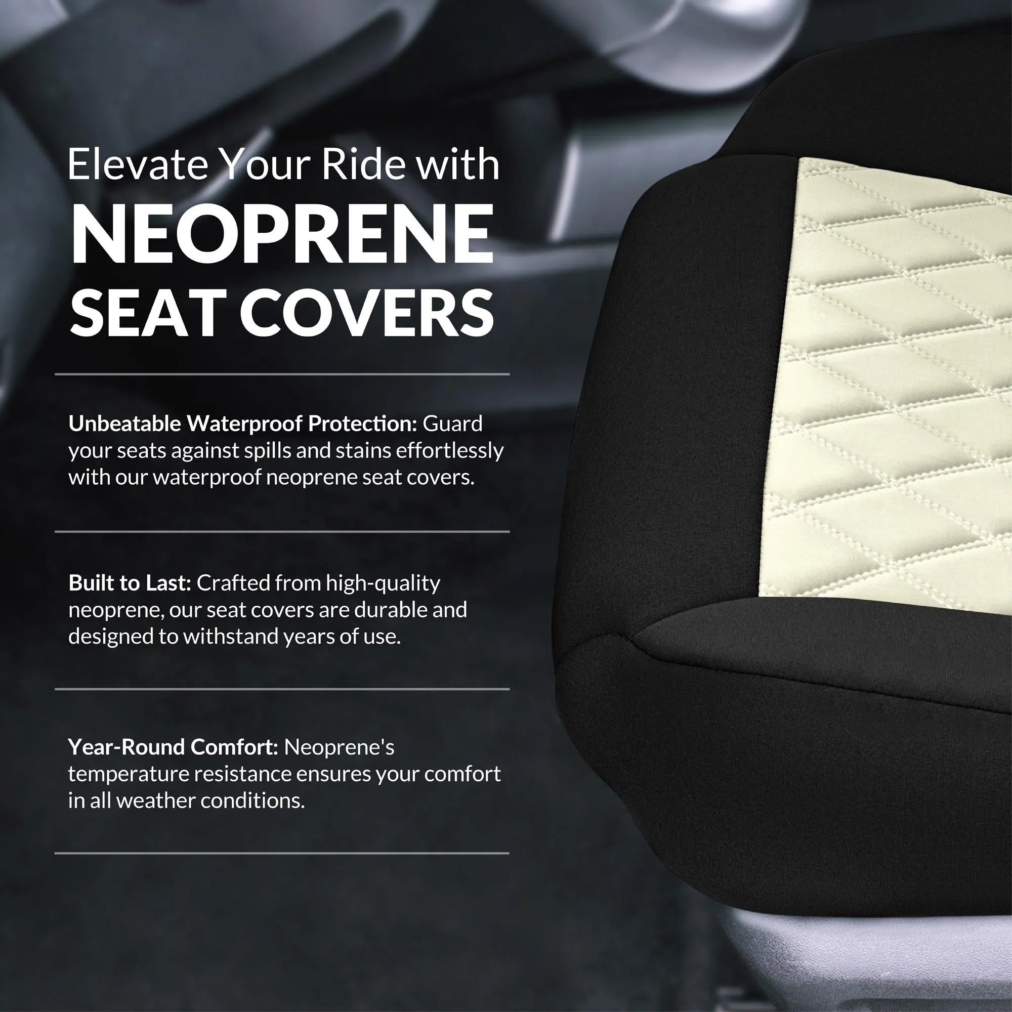 Nissan Rogue - 2021-2024 - Front Set Seat Covers - Beige Ultraflex Neoprene
