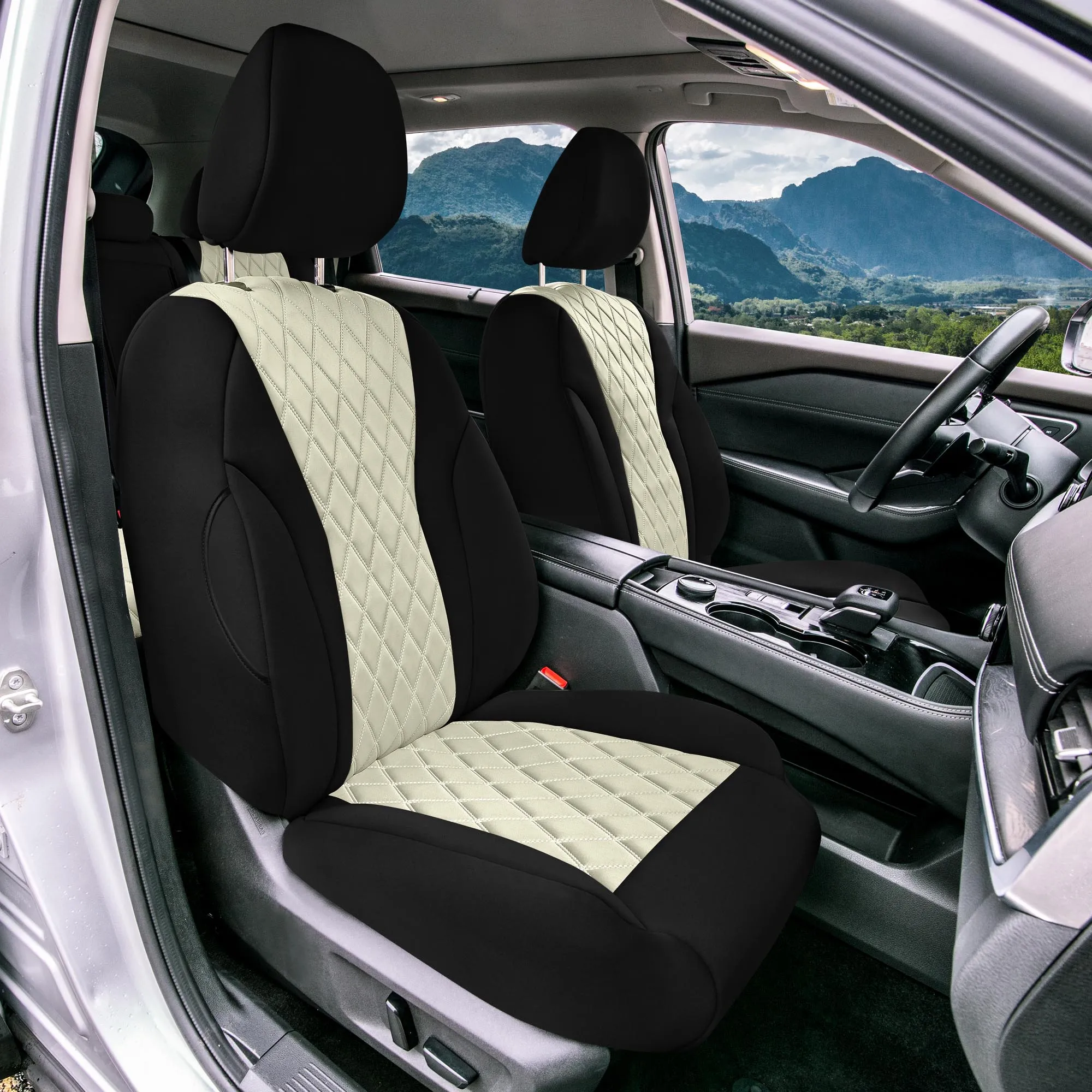 Nissan Rogue - 2021-2024 - Front Set Seat Covers - Beige Ultraflex Neoprene