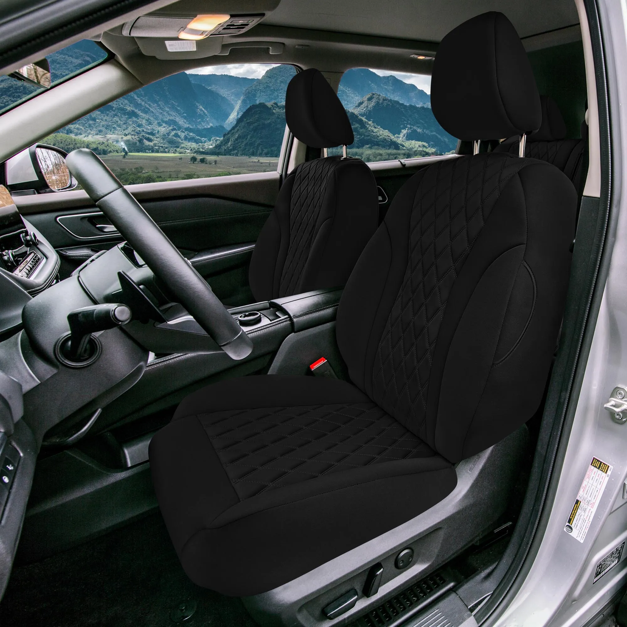 Nissan Rogue - 2021-2024 - Full Set Seat Covers - Black Ultraflex Neoprene