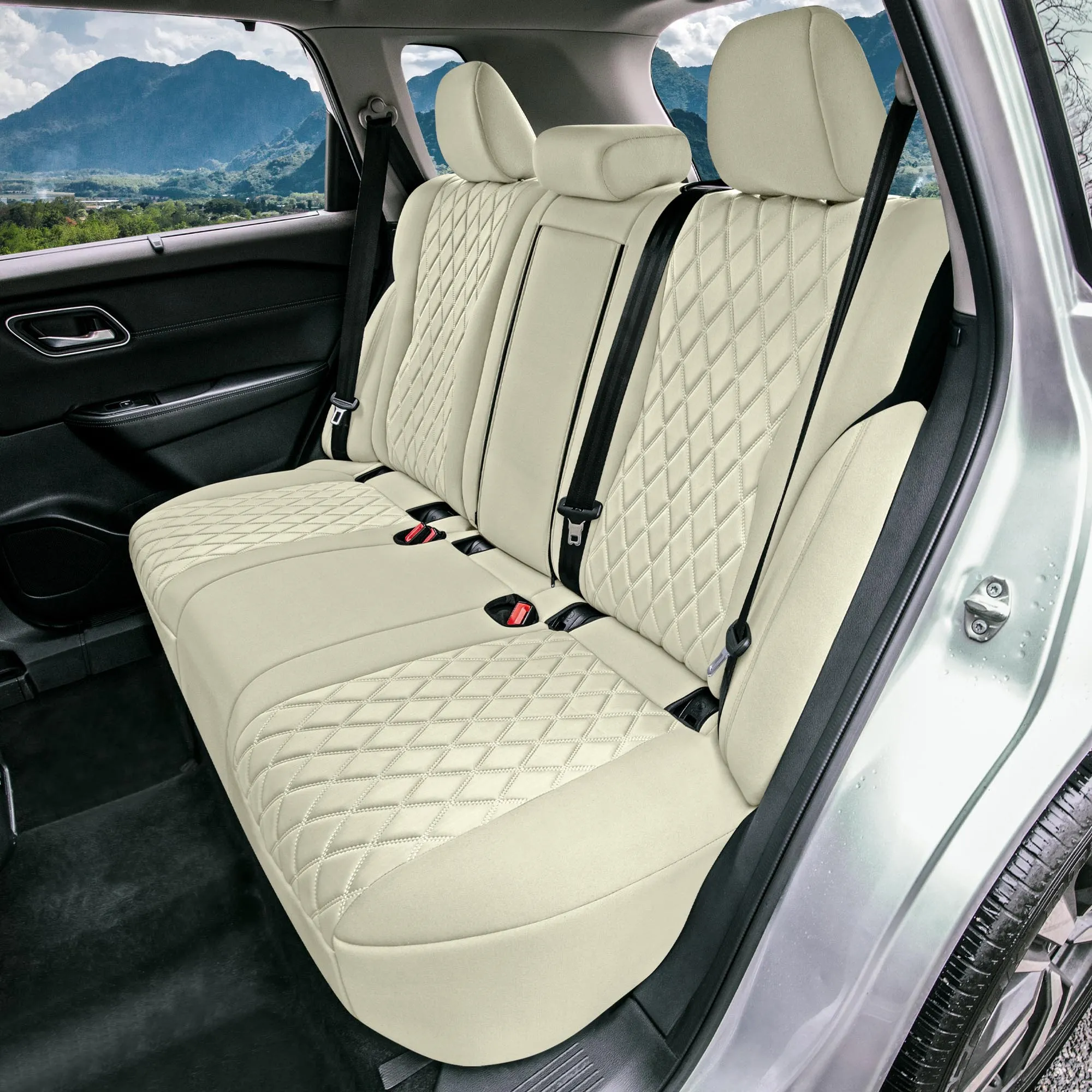 Nissan Rogue - 2021-2024 - Full Set Seat Covers - Solid Beige Ultraflex Neoprene