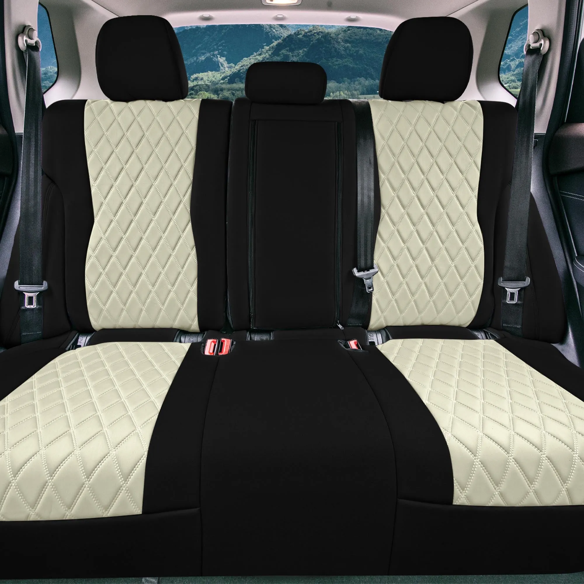 Nissan Rogue - 2021-2024 - Rear Set Seat Covers - Beige Ultraflex Neoprene